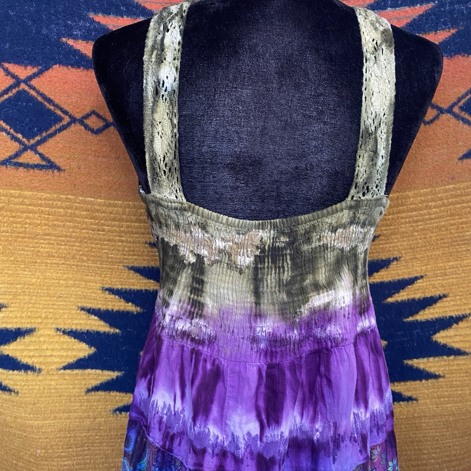 90’s/Y2K Sol Clothing Hippie Boho Tie Dye Cotton Summer Dress. Medium. Festival