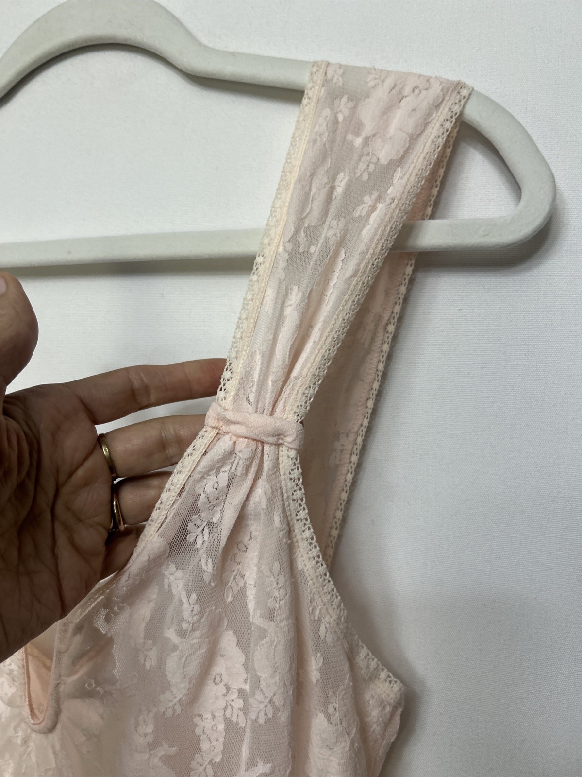 Vintage 80s Victoria Secret Gold Crown L Stretch Lace Bodice Nightgown Pink