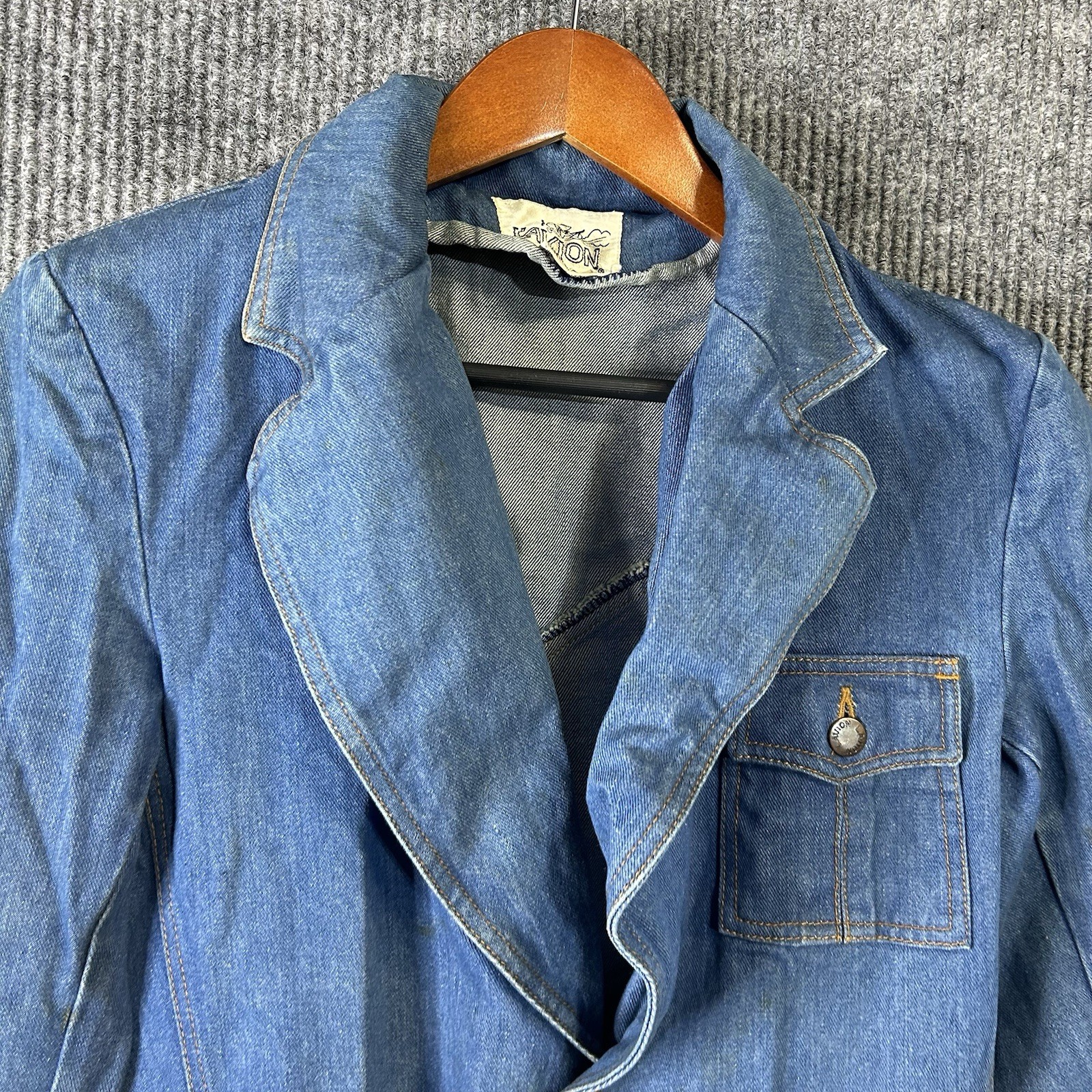 Vintage Denim Blazer Jean Jacket Women’s Medium Button Front Western Classic