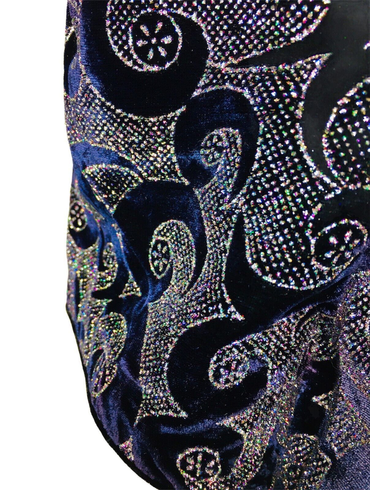 Vintage Velvet Glitter Swirl Puff Sleeve Faux Wrap Rosette Cocktail Wiggle Dress