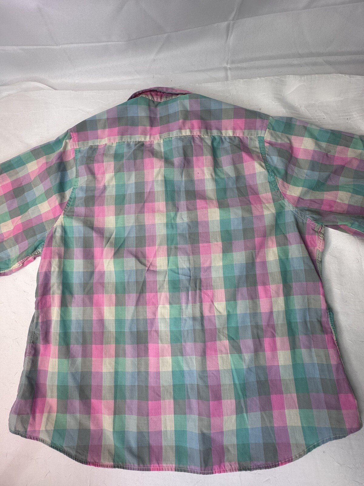 Vtg Ms Sero Women’s Plaid Shirt Top Superfine Poplin Size 12 Short Sleeve