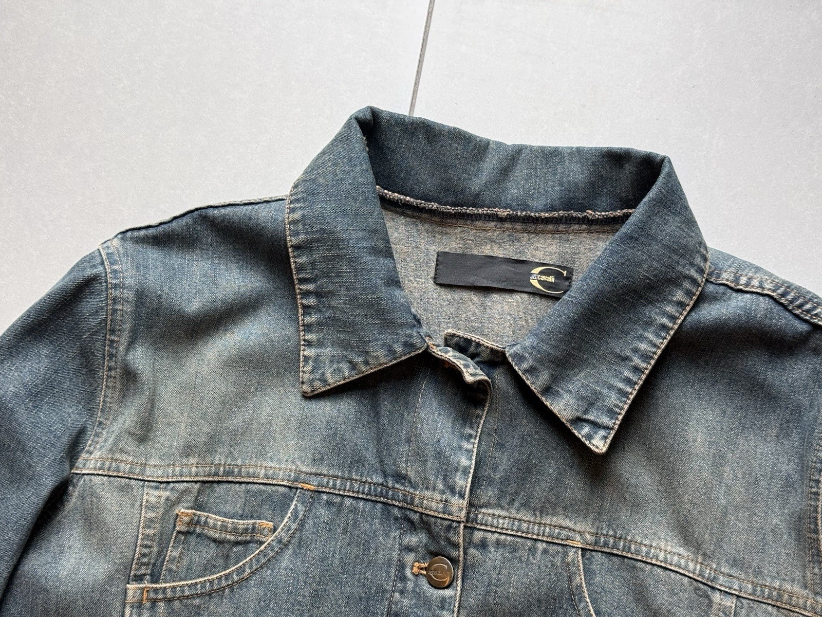 DDP Vintage 2000s Just Cavalli Womens Denim Long Jacket Washed y2k size 30/44