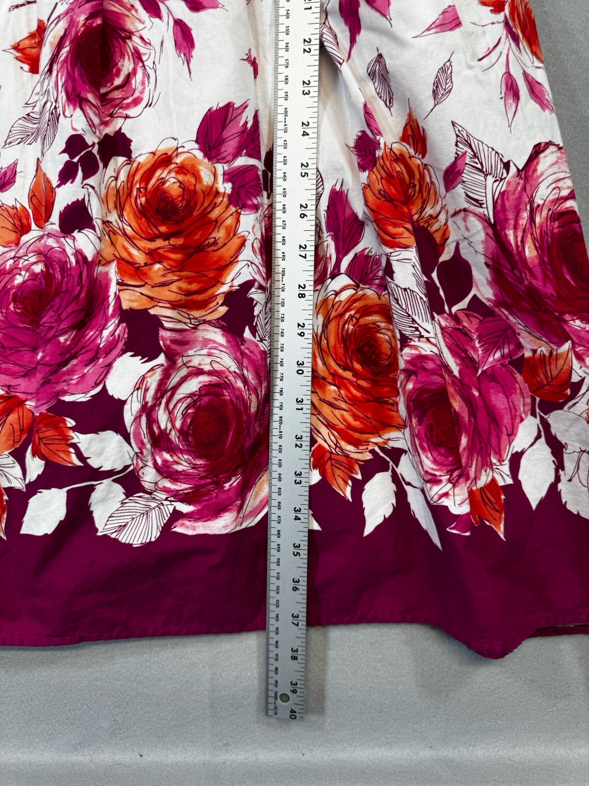 Myrtlewood of California 1960s Floral Fit & Flare Cotton Dress White Magenta L