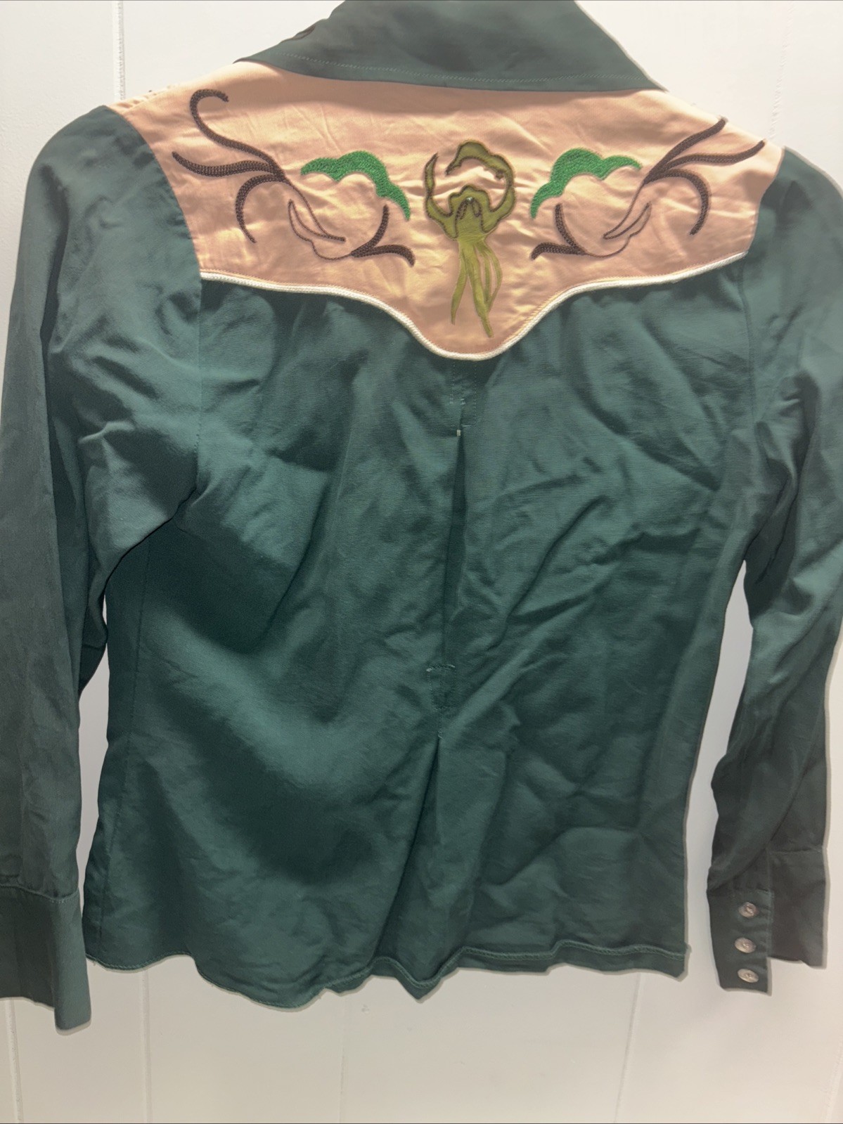 Vintage Ranch Maid Western Wear Denver Green Western Shirt Small Size No Tag