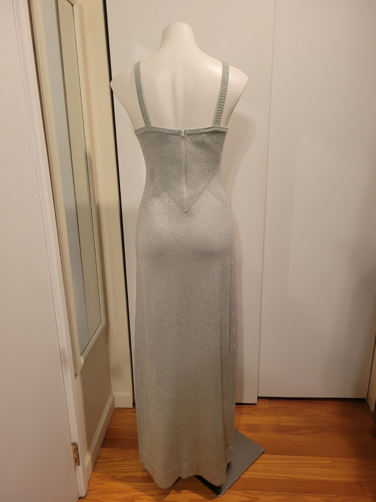 70’s VTG 2pc Wool & Metallic Yarn Knit Maxi Dress & Cover SzMed Unbranded