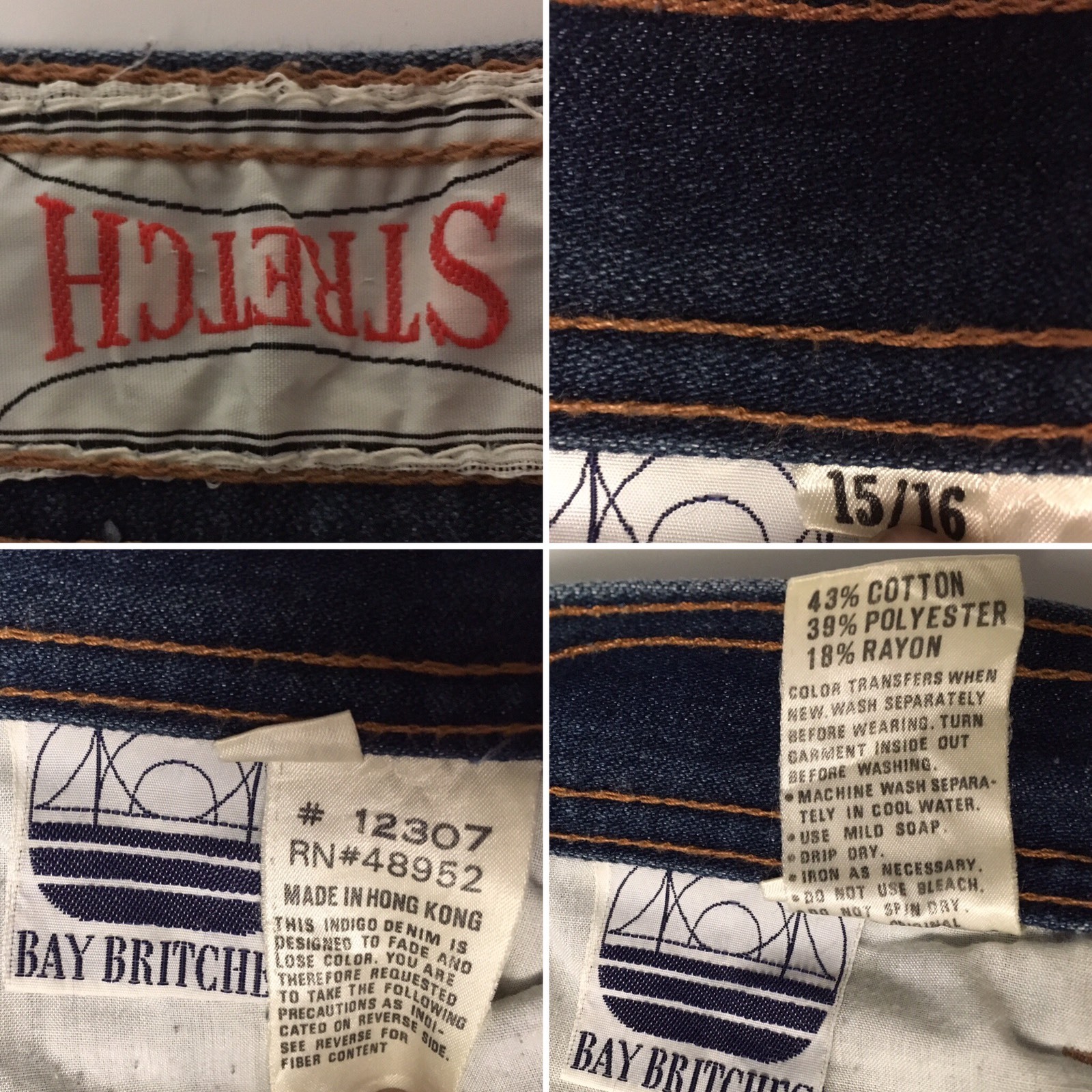 Vintage Bay Britches Jeans High Waist Sz 15/16 (30″ Waist) 80s 1980s