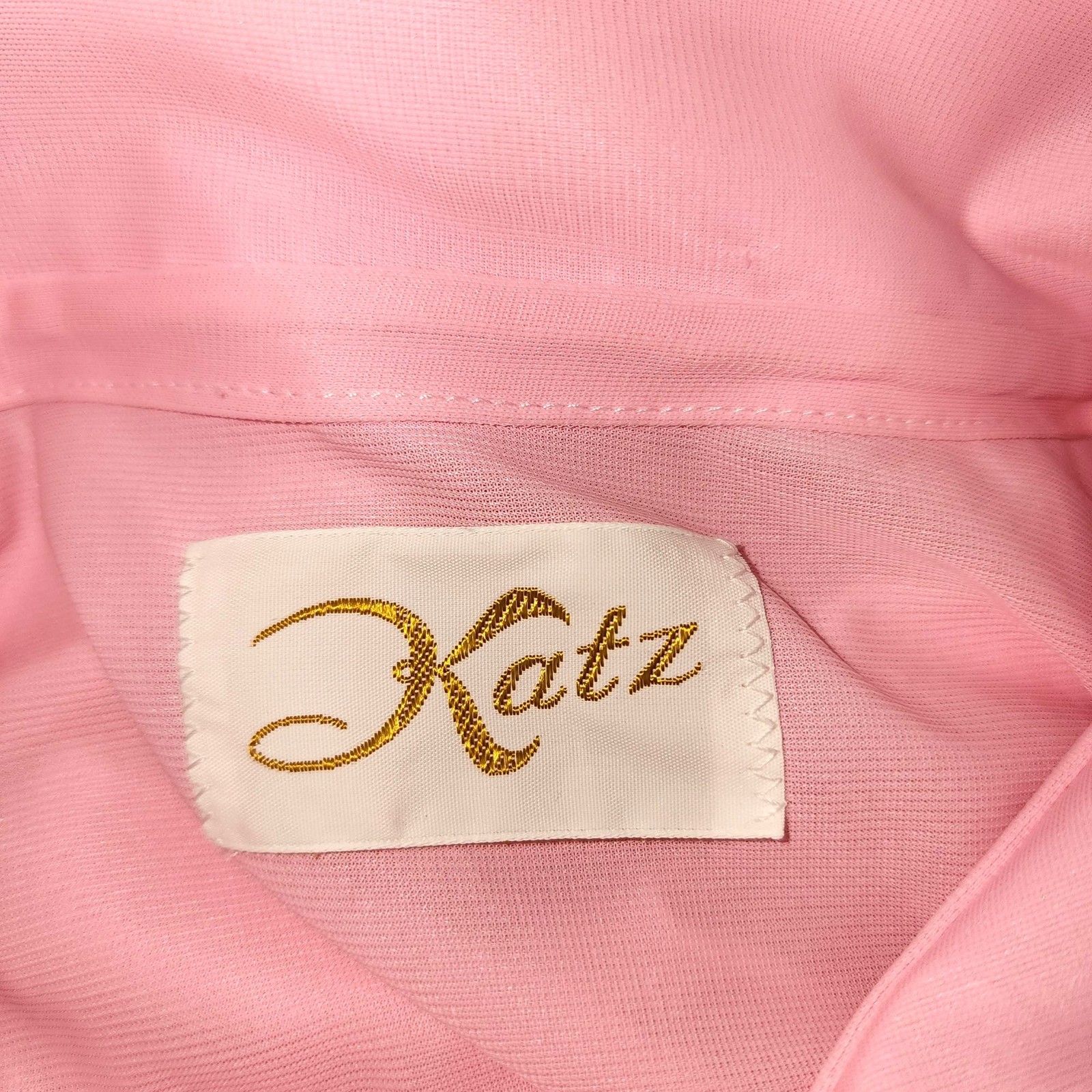 Vintage Women’s Katz Pink Embroidered Snap Front Robe House Coat Lrg Nylon PJ’s