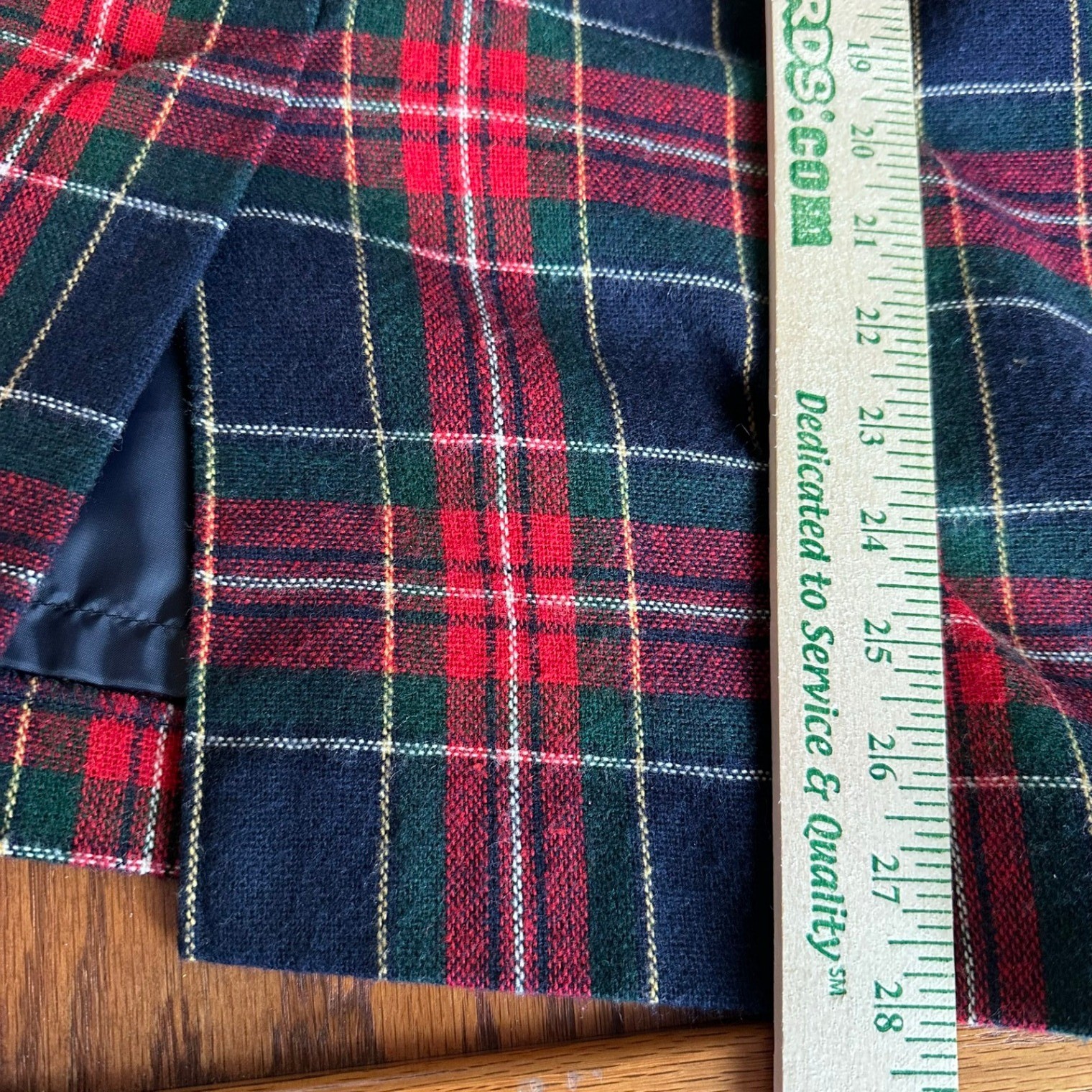Vintage Tartan Plaid Wool Blend Dark Academia Pencil Skirt Navy Red Green Preppy