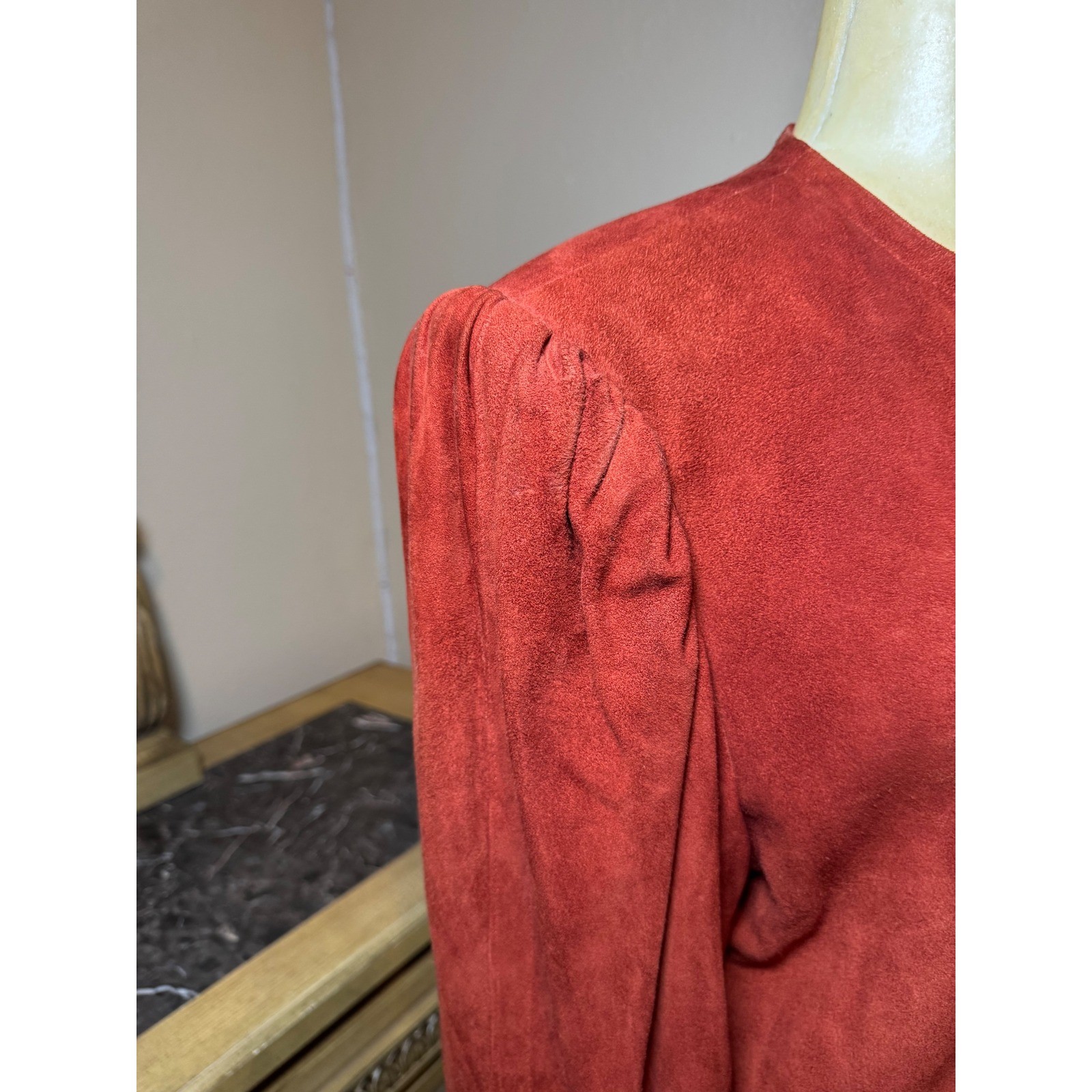 Sportalm Kitzbühel Vintage Suede Leather Jacket Rust Red Made in Austria EU 44