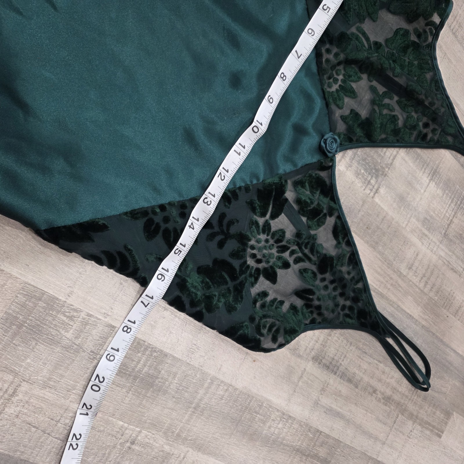 Vtg Val Mode Emerald Green Lingere Set Robe And Gown Medium Lace