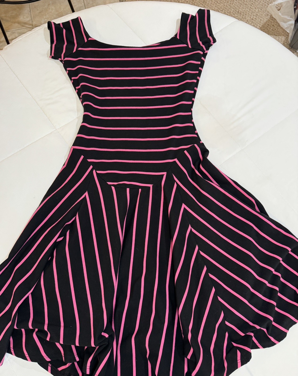 Vintage 90s Betsey Johnson New York Optical Stripe Illusion Skater Dress – PS
