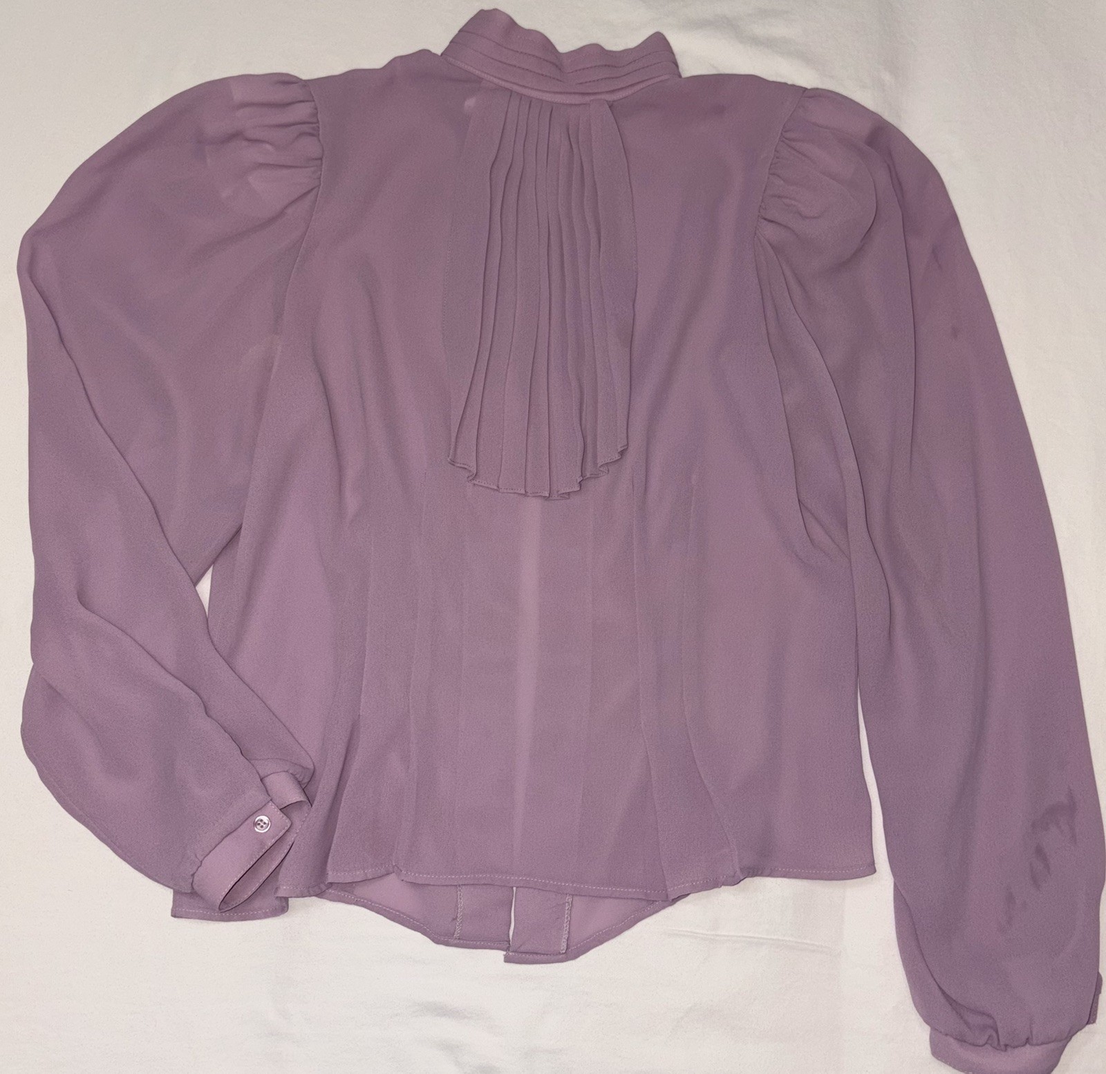 Vintage NOTCHES 80’s High Pleated Neck Blouse Top Lavender Mauve Sz 11 M