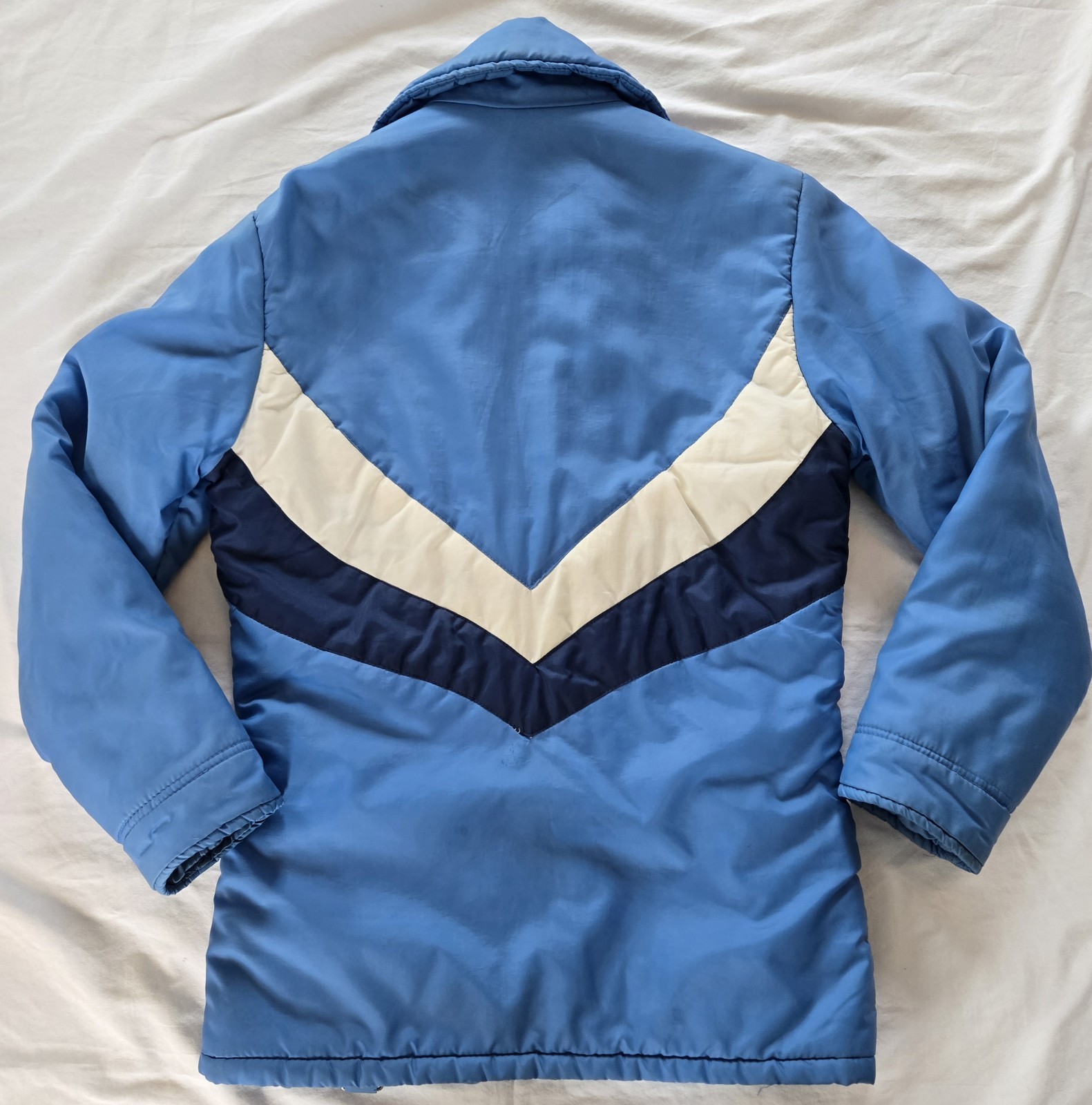 Vintage Jacket 1970’s Womens Blue Striped Snow Weather Taiwan Full Zip Ski