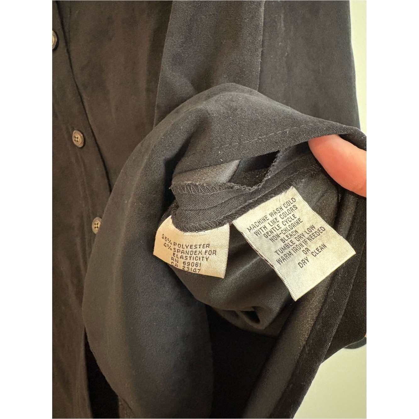 TALBOTS vintage Ultra faux Suede Button Up Shirt Top black SIZE medium