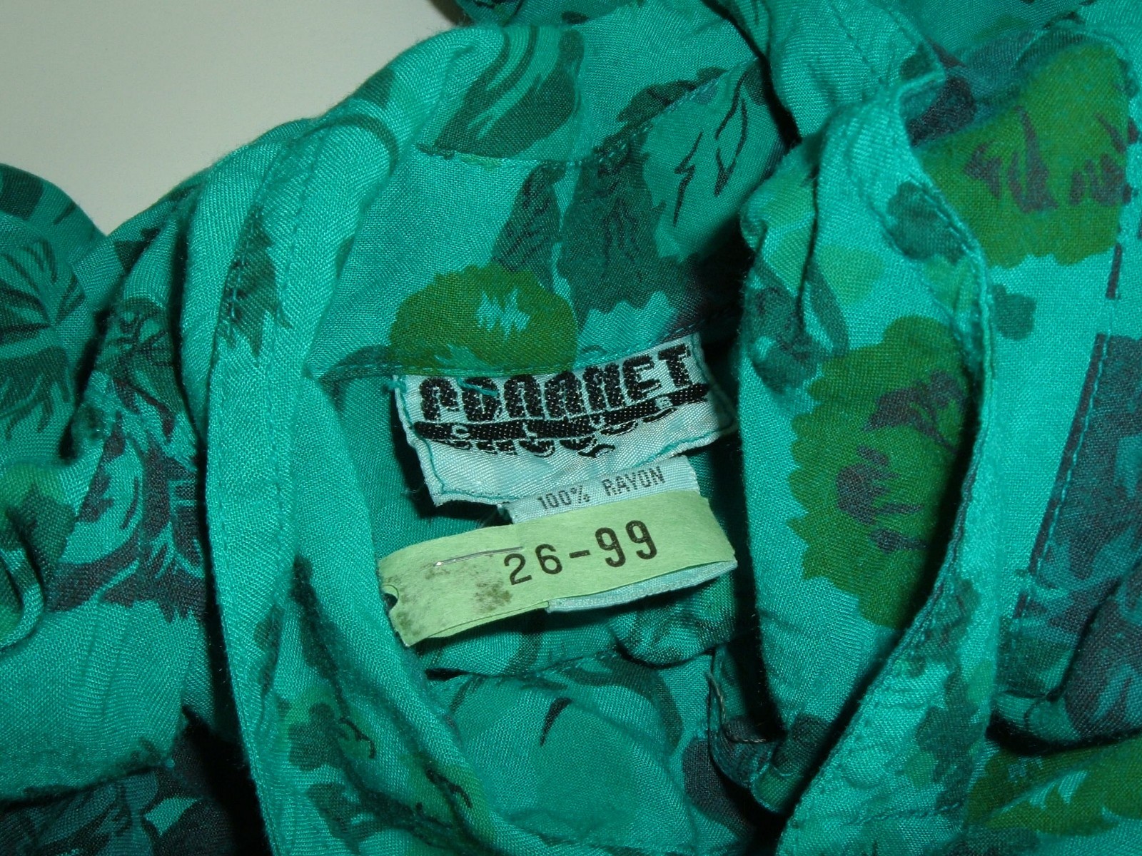 Vtg Top 80s 90s Croquet Club Floral Teal Padded Shoulder cottagecore boho M/L