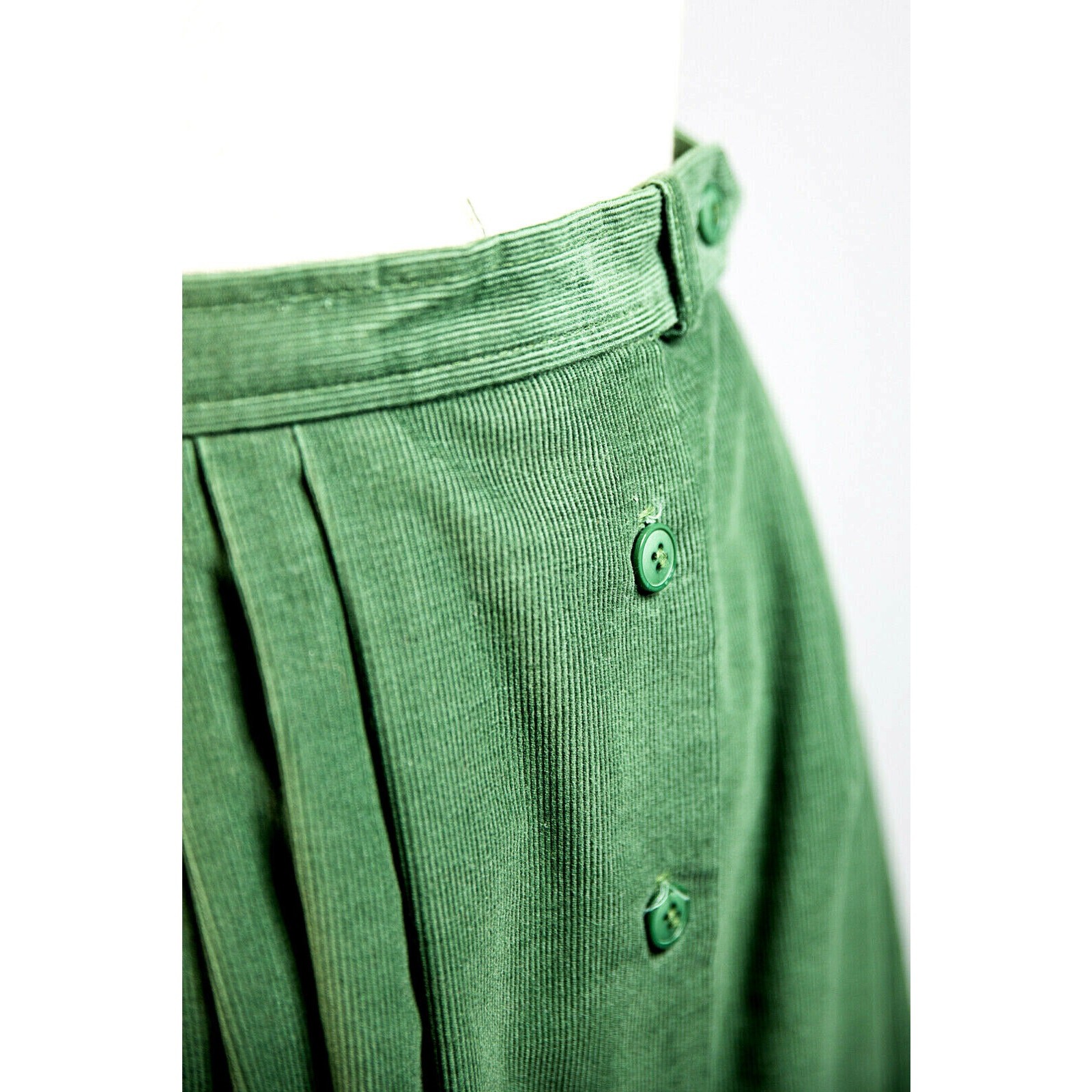 VTG 80s Suburbans Corduroy Midi Skirt Sz 6 Green Cottage Academia Preppy Granny