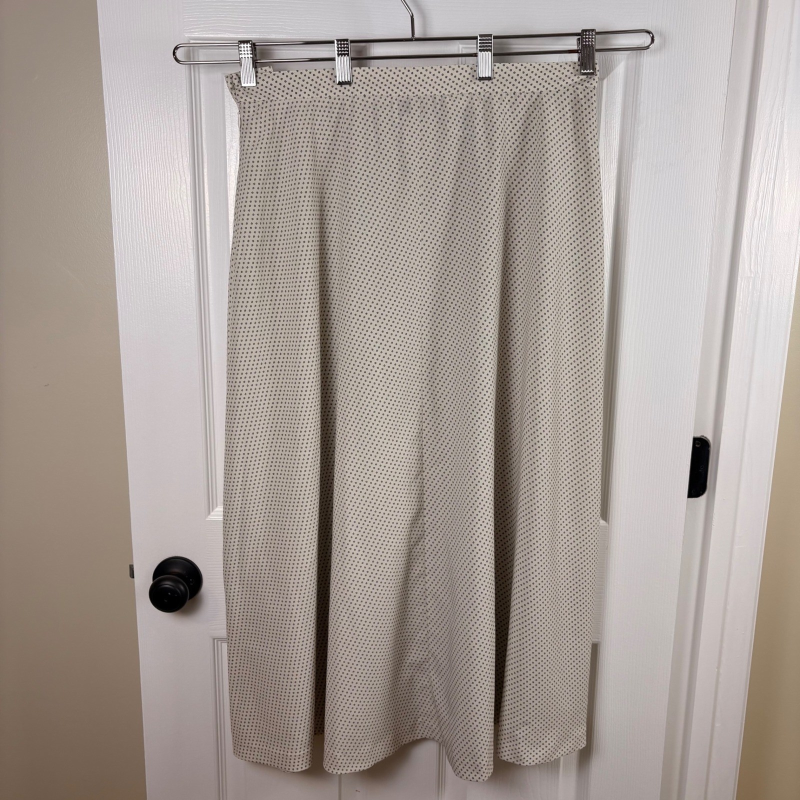 Vtg Rena Rowan Skirt 16 Cream Navy A-Line Midi 90s Academia Fairy Cottagecore