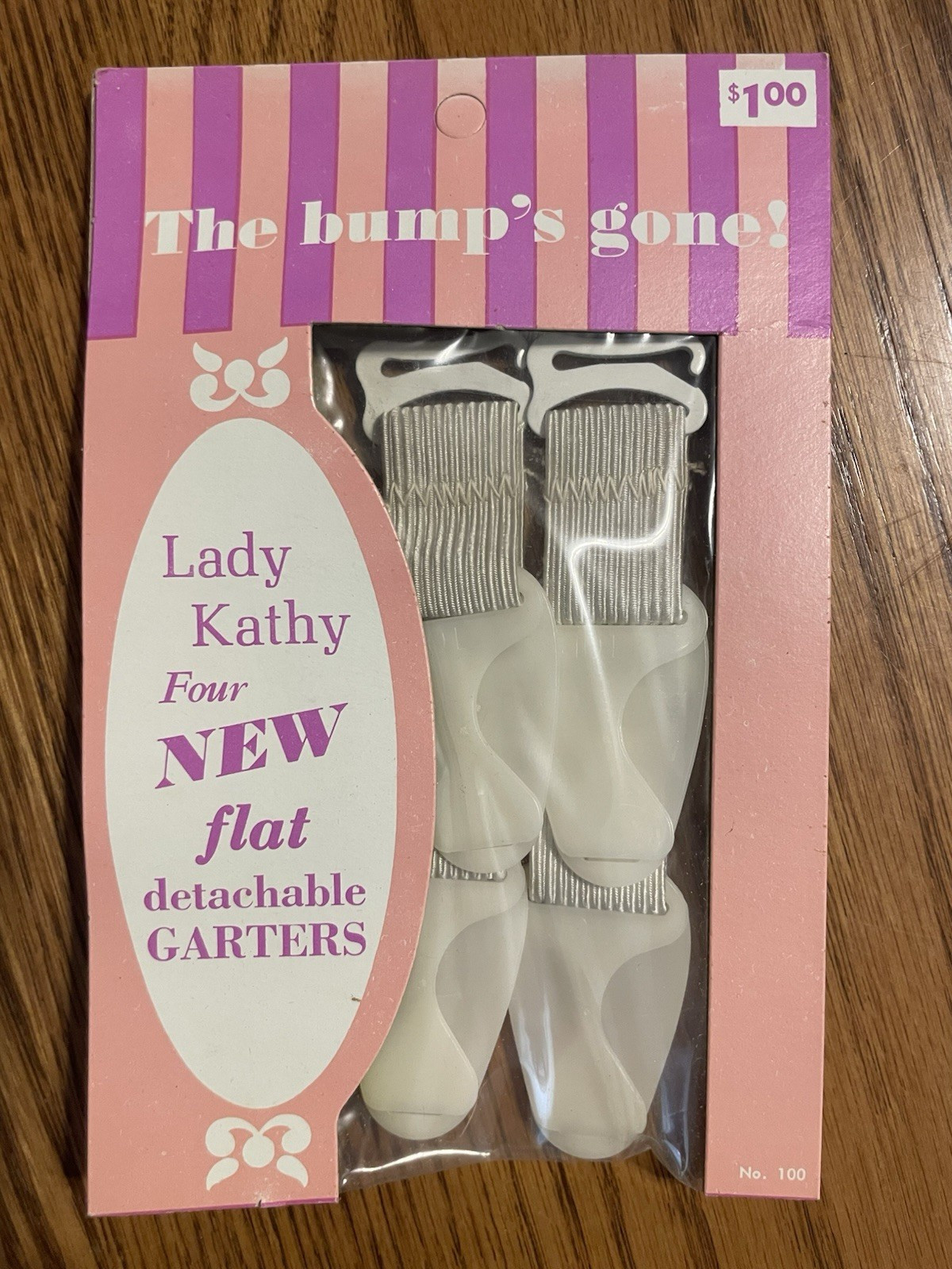 Lady Kathy 4 Flat Detachable Garters No. 100 (MPN 100) White Made in USA