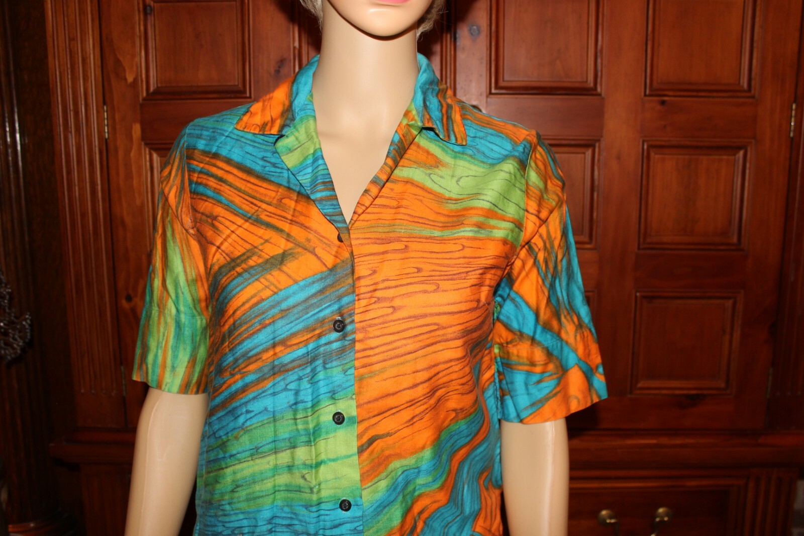 50s VTG LAURA MAE LIFE BLOUSE WATER COLOR PRINT TOP SHIRT „WASHES LIKE A HANKY!”