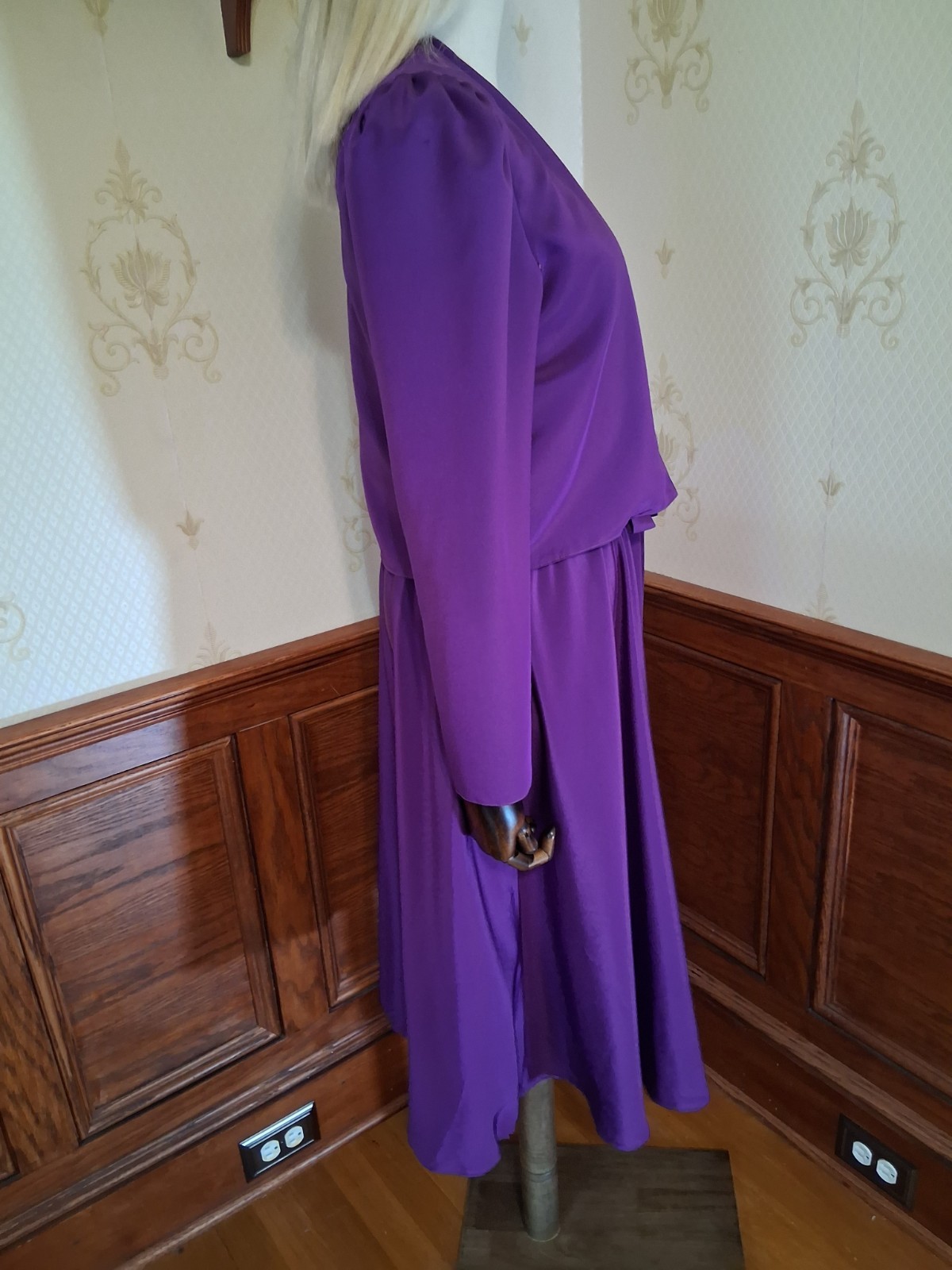 Vintage 1980s Caron Chicago 3-piece Purple Plaid Flowy Cottagecore Sundress Suit