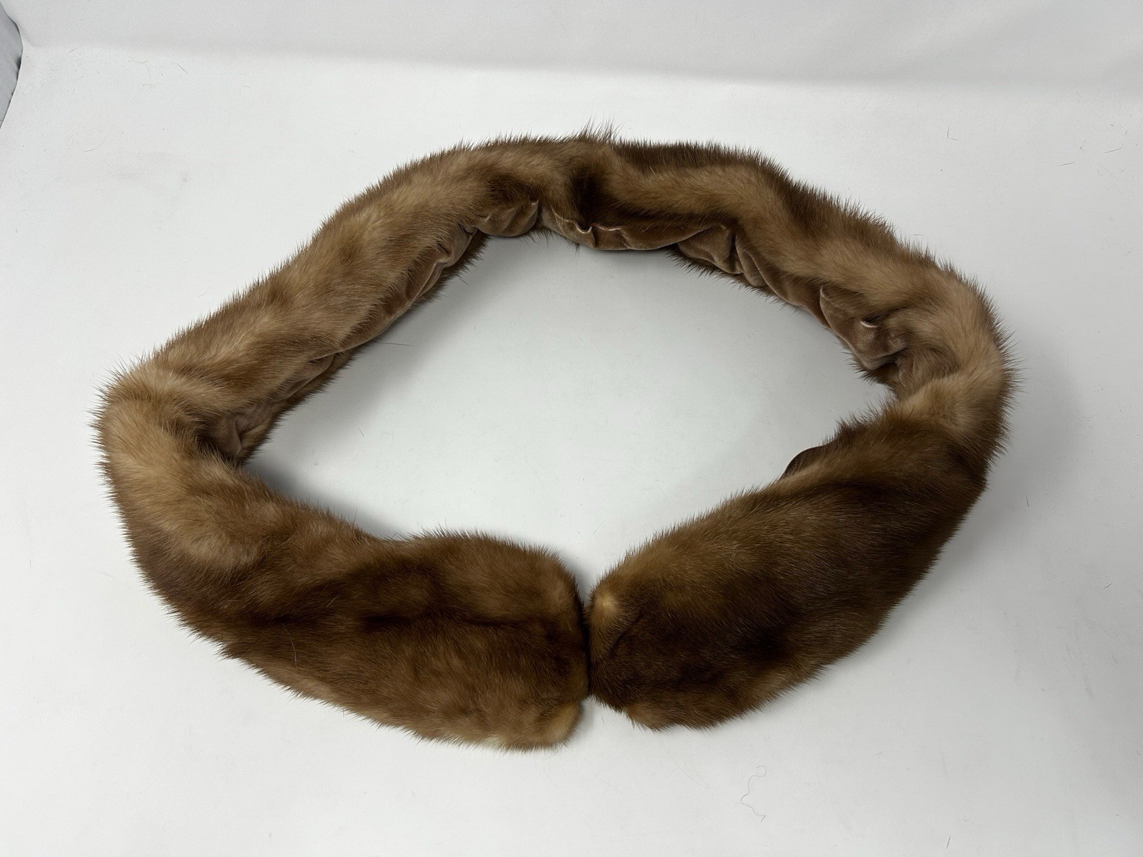 Vintage Genuine Mink Fur Stole Wrap Collar Mahogany Brown 39” Long Women’s