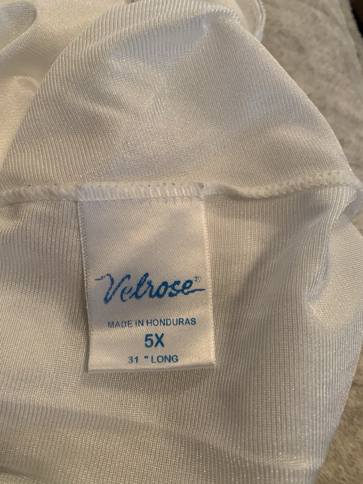 VELROSE HALF SLIP, SIZE 5X, White Nylon, 31” Long, EPOC