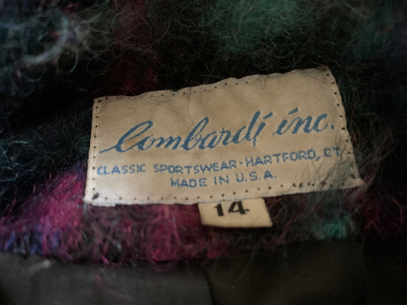 *VINTAGE* 1980s LOMBARDI INC. Mohair Plaid Jacket / Coat – Size 14