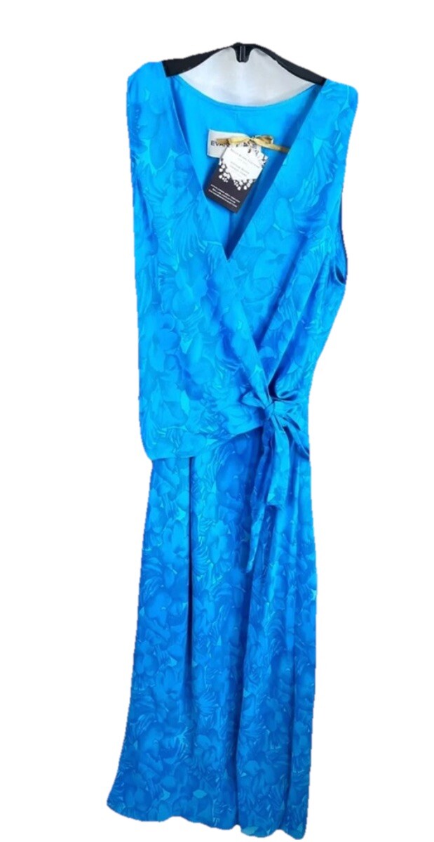 Evan Picone Dress 10 Ladies Vintage 1990’s Era Aqua Blue Sleeveless