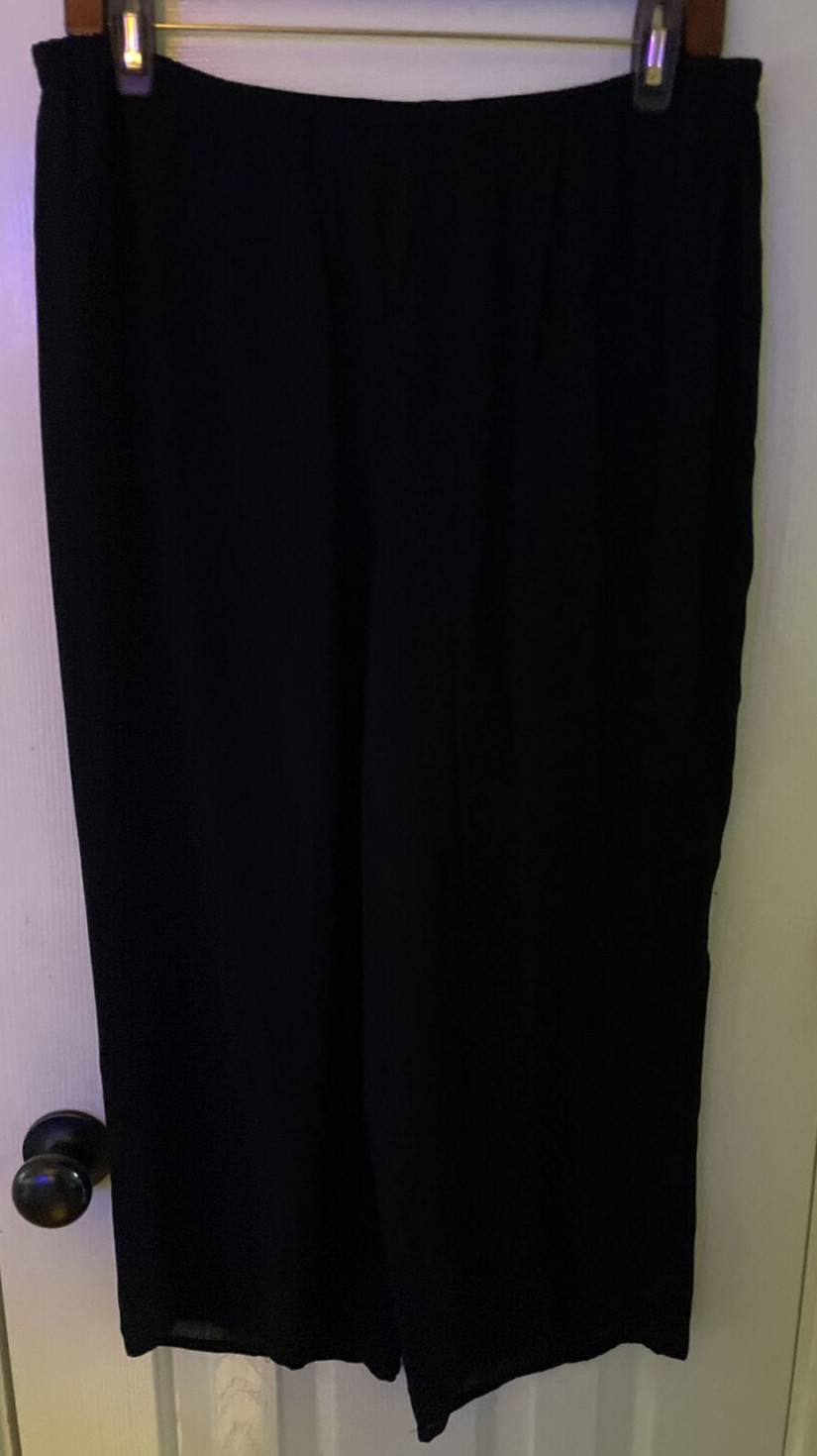 DAVID DART COLLECTION Vintage Women’s Black 100% Rayon Wide Leg Capri Pants Sz L