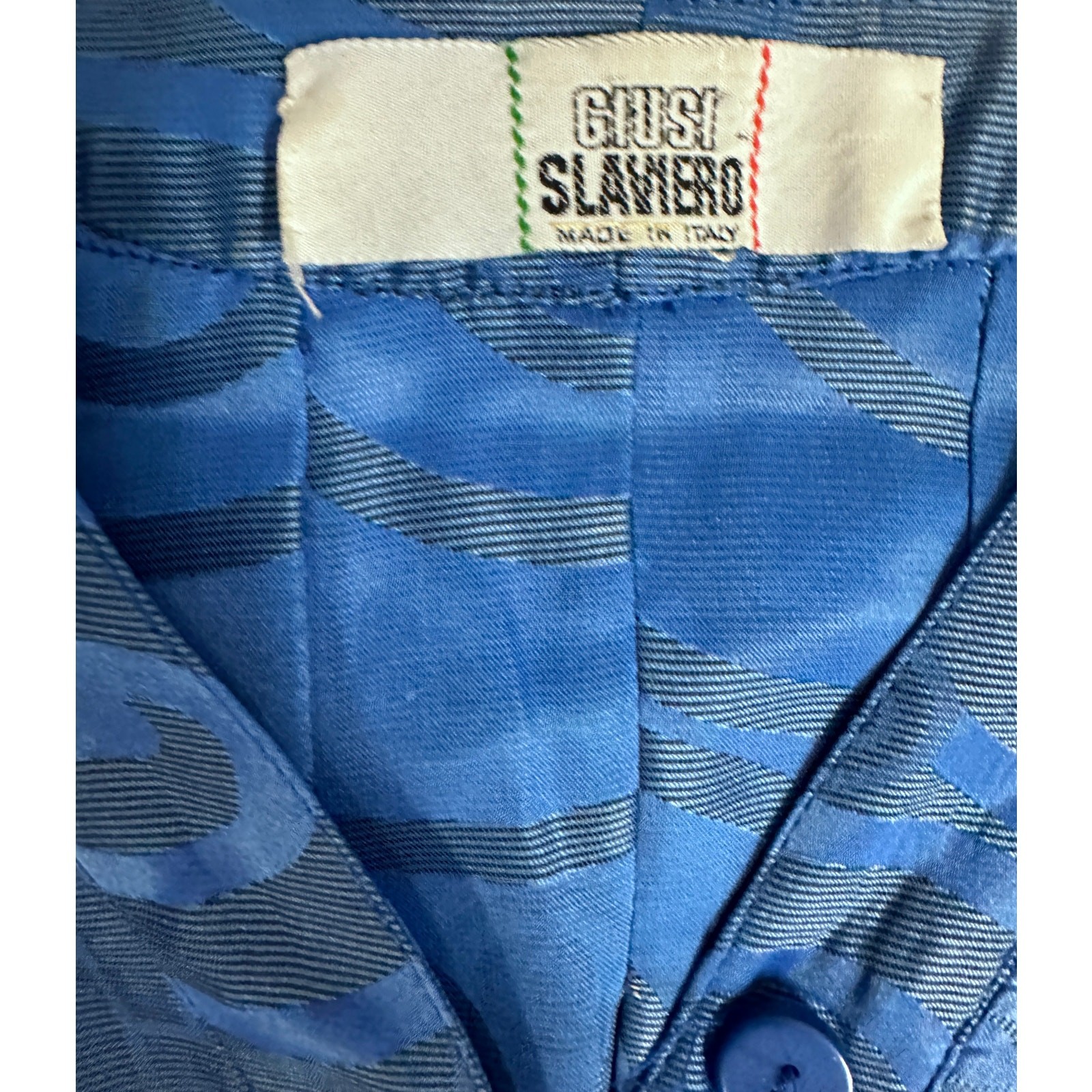 VTG Giusi Slaviero Italy Sapphire Blue Damask Silk Pant Suit Sz M Designer