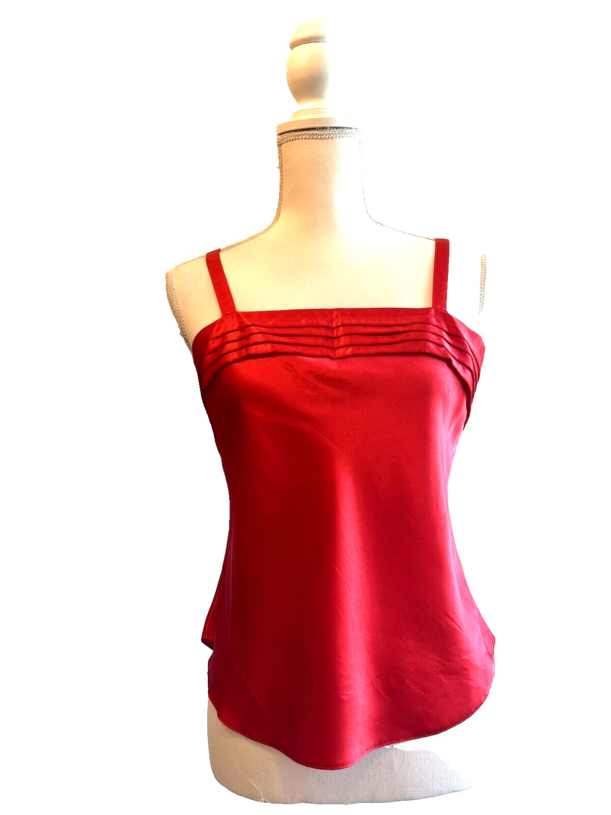 VTG 80’s RED CAMISOLE SLIP Tank Top Mob Wife Tomato Girl Quiet Luxury SZ 34