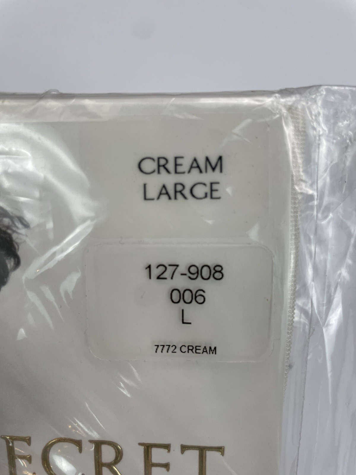 VTG New Victoria Secret Signature Gold GLOSSY SMOOTH CT Pantyhose Cream L NIP
