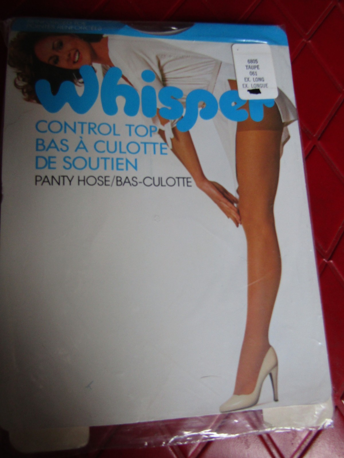 WHISPER Vintage TAUPE Nylon PANTYHOSE – Size EXTRA LONG – 135 to 160 lbs- 1980’s