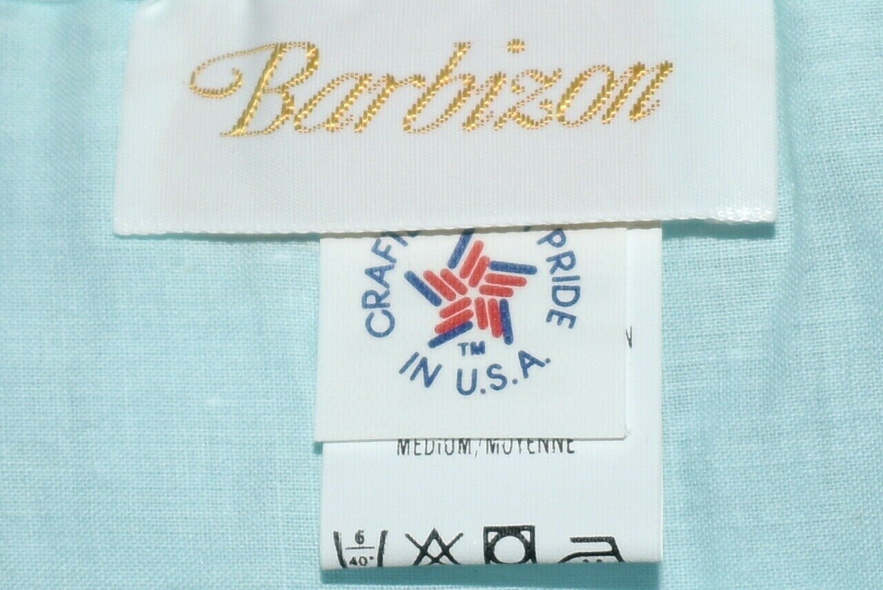 Vintage BARBIZON Nina Night Gown Blue 100% CottonEmbroidered sz M UNWORN