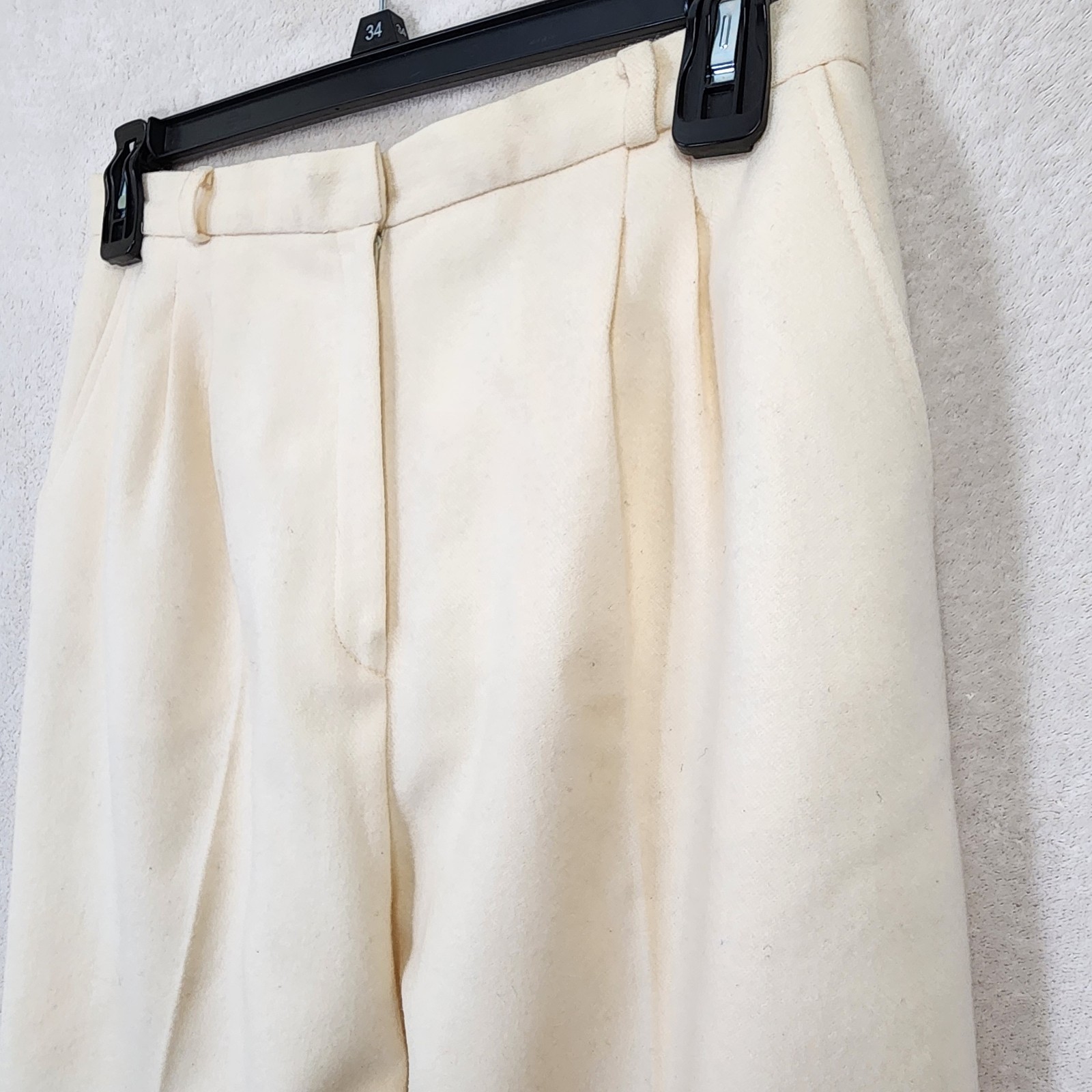 Classic Preppy Richard Evans 100% Pure Wool White Pleated Pants 16 Coastal Vtg