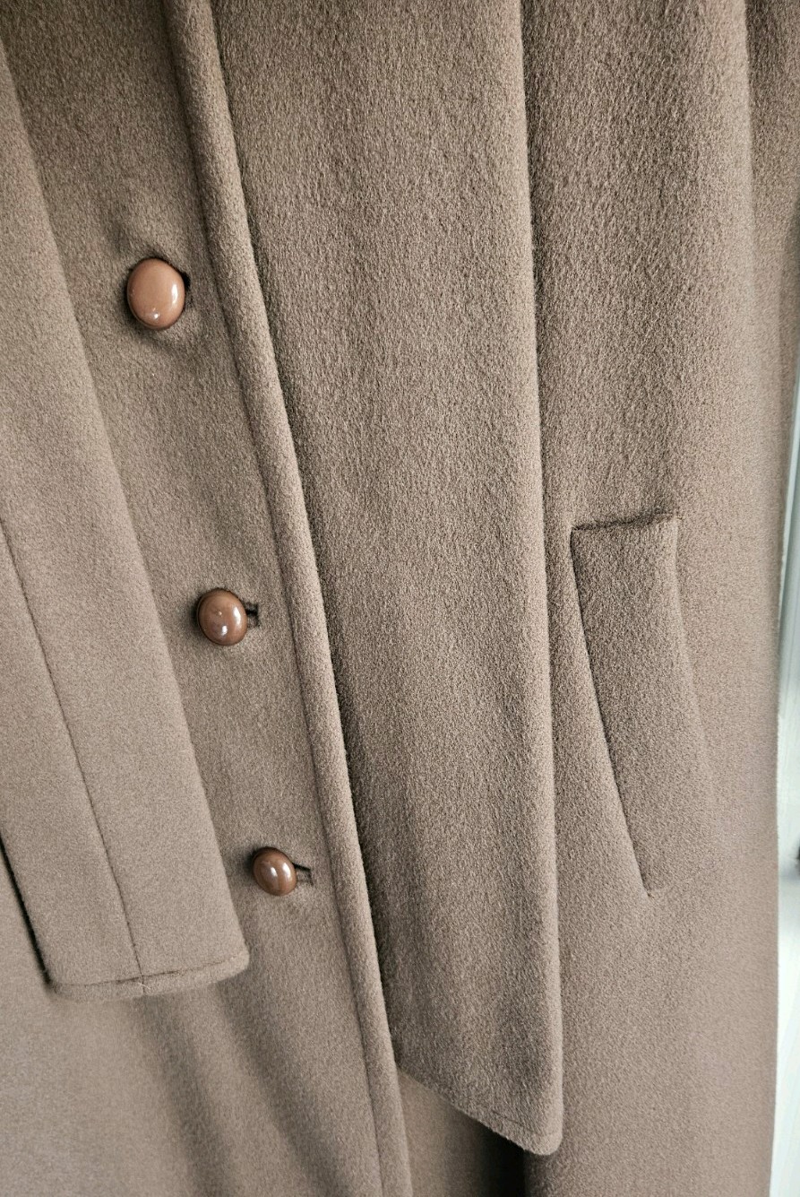 Vtg Sycamore Womans Brown Scarf Wrap Wool Coat Made In USA 100% Wool Read Desc.