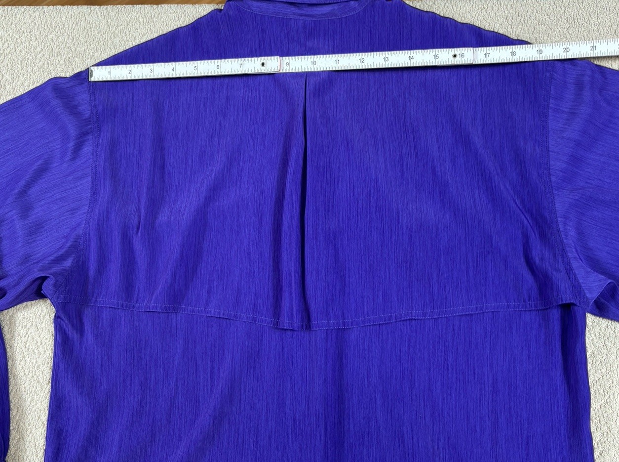 Vintage 80s Susan Hutton Purple Blouse 12 button up long sleeve pockets