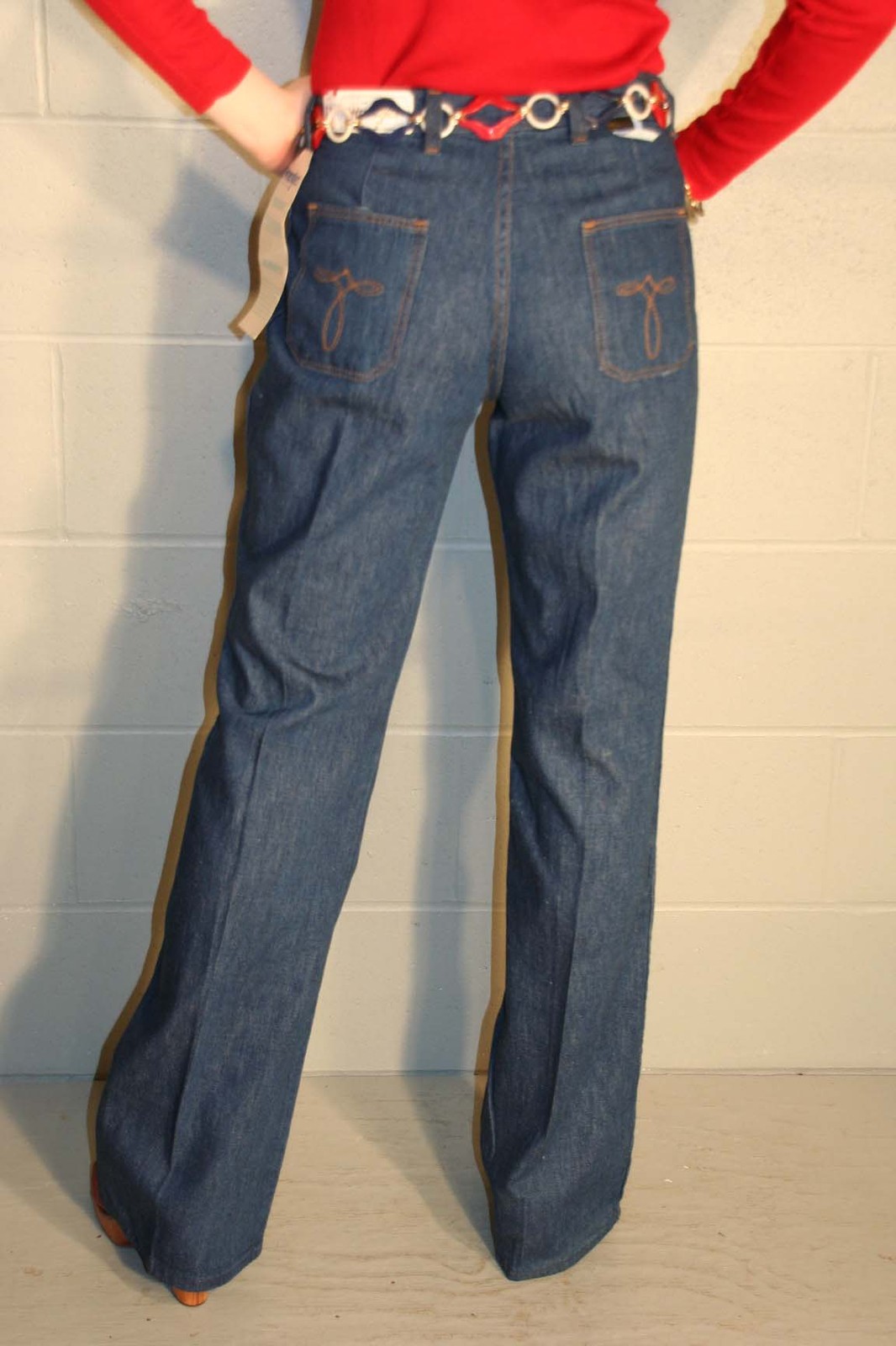 NOS VTG 70s Womens WRANGLER JEANS Bell Bottoms HIGH WAIST 29×34 DENIM BLUE Pants