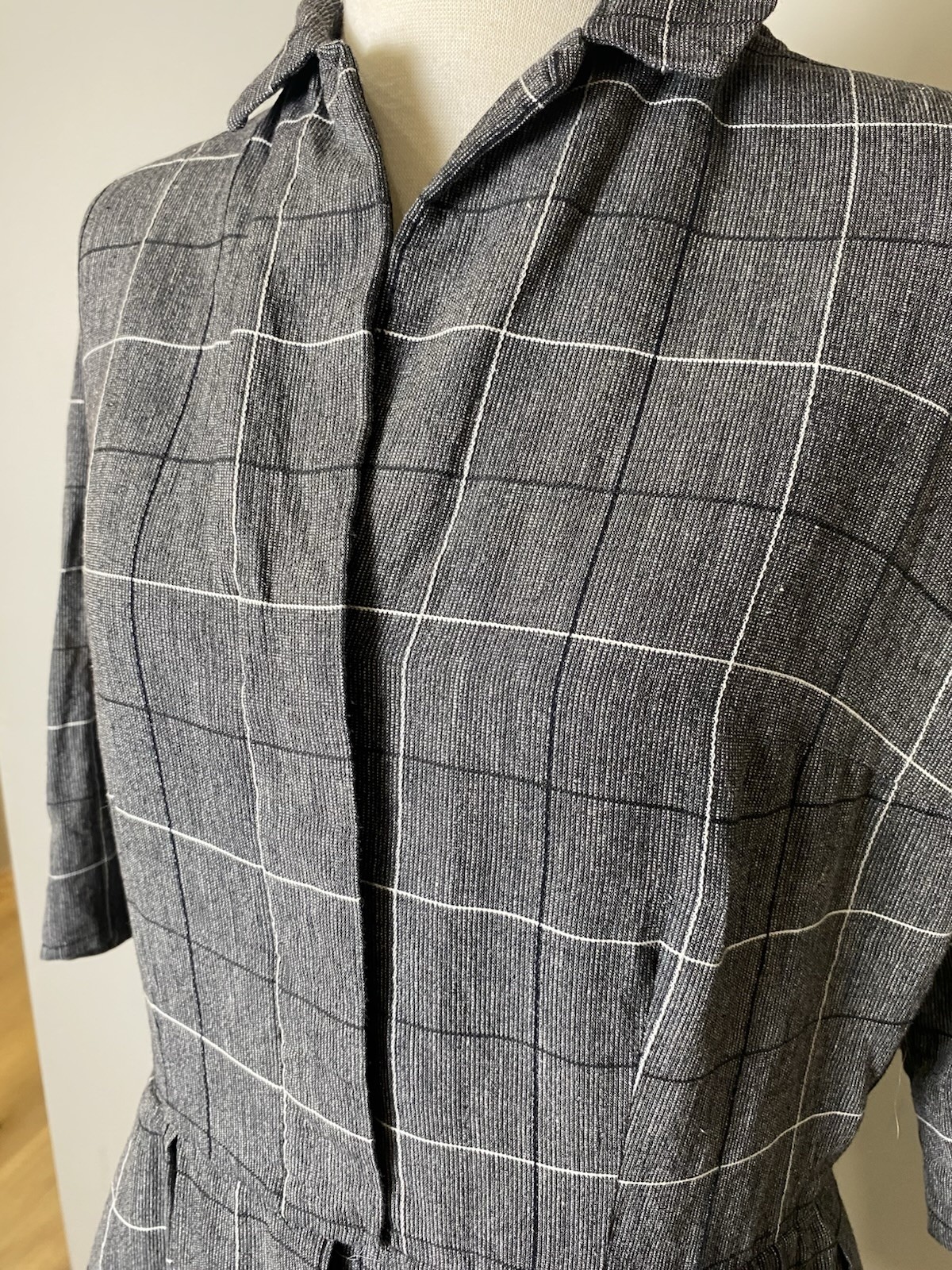 VTG 1950’s „Shirt Dress” Made In California Grey Pleated Skirt Waist-32