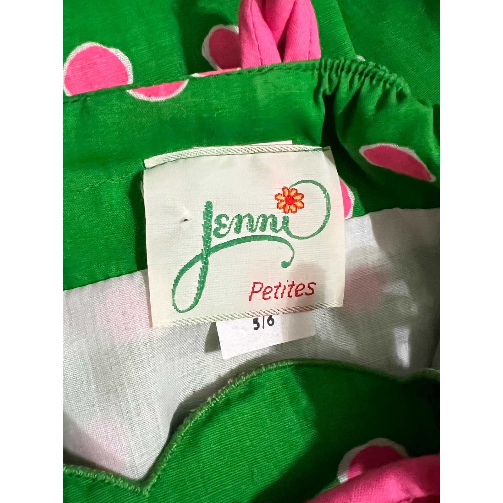 Vintage 60s 70s Green & Pink Polka Dot Tank Sundress Colorful Retro Mod Size S