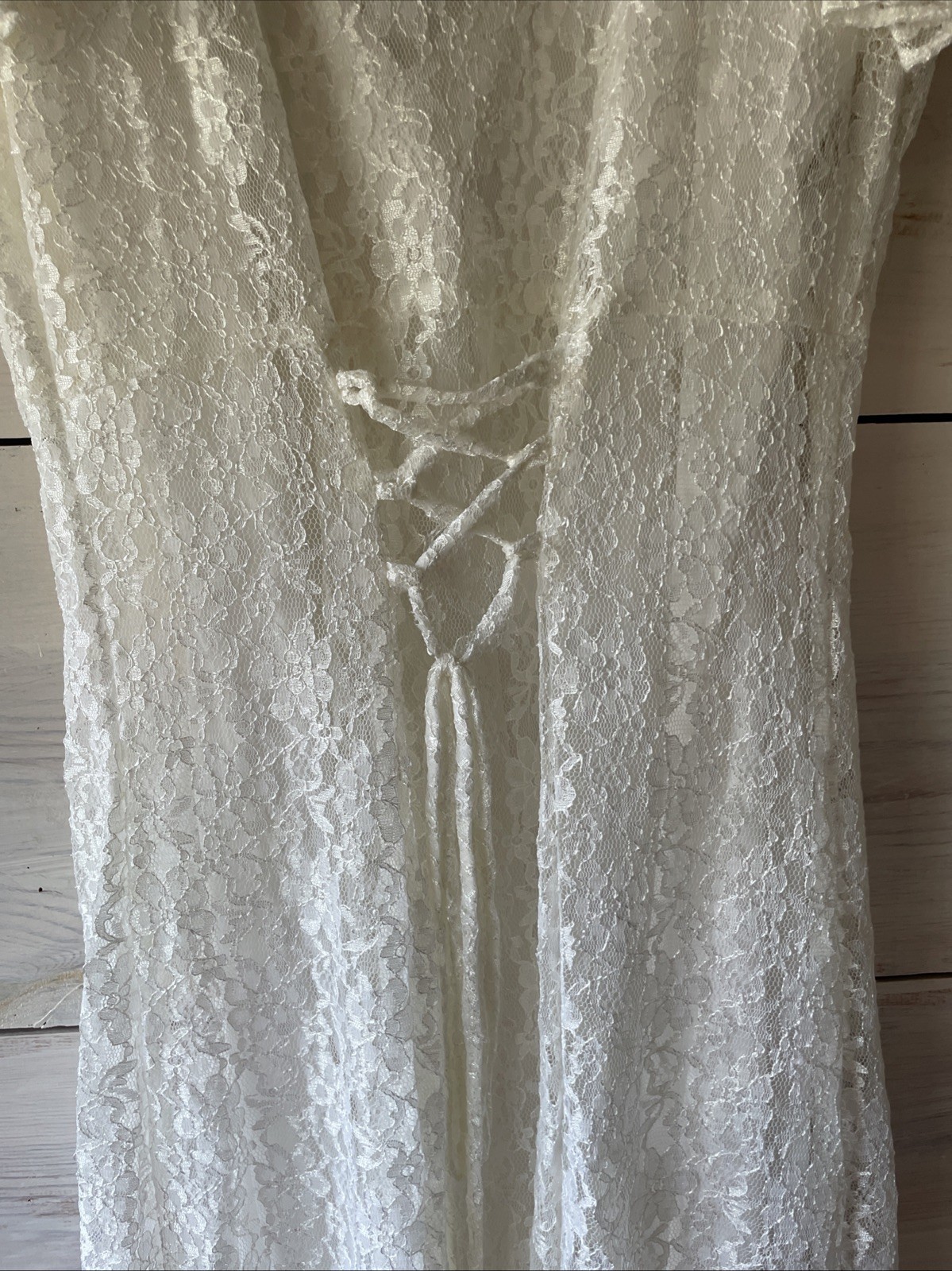 Long White Lacey 1996 Vintage Wedding Dress Sarah Richards Boho Victorian