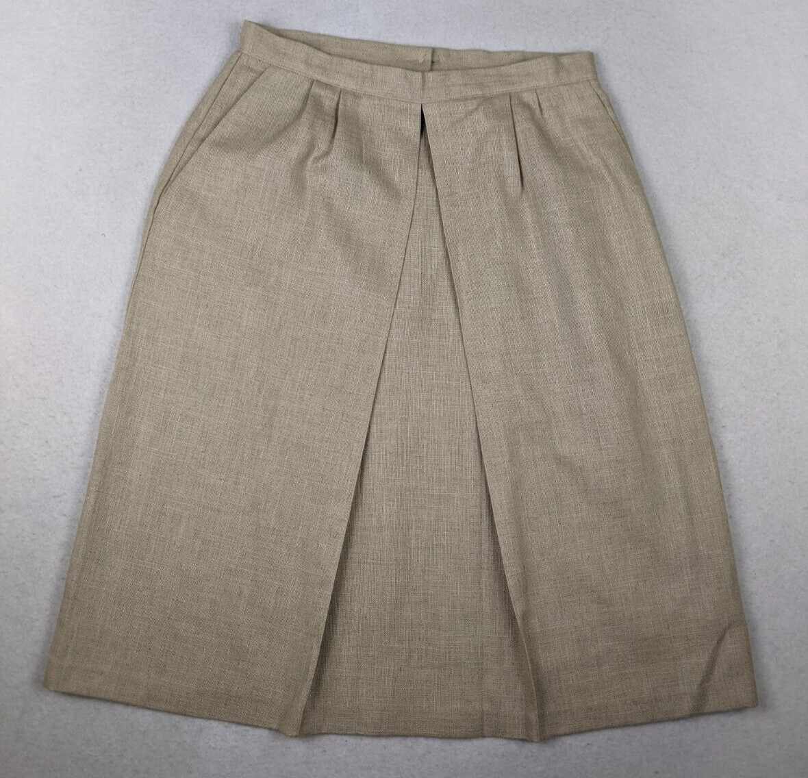 VINTAGE WOMEN’S BEIGE WOVEN A-LINE MIDI SKIRT – BRYN MAWR BOBBIE BROOKS SIZE 12