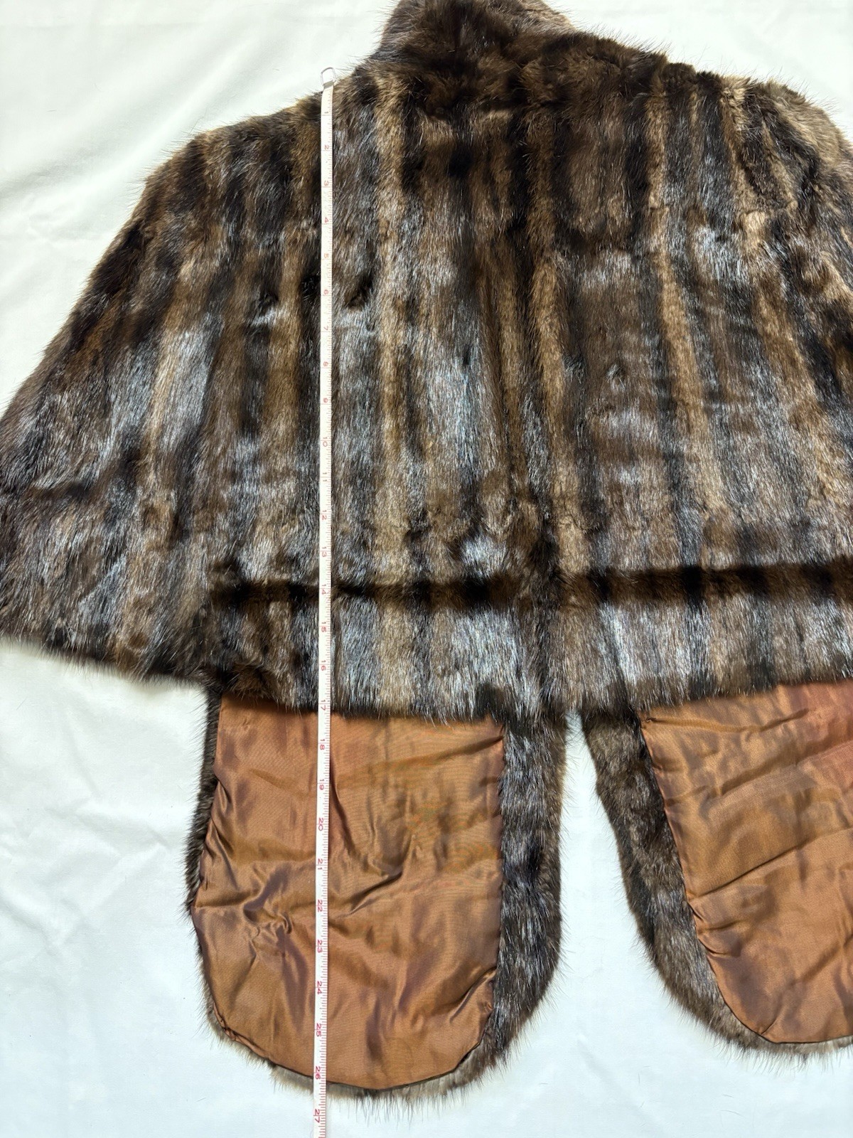 Vintage Mahogany/Black Striped Mink Caplet- Incredibly Beautiful Shiny Fur