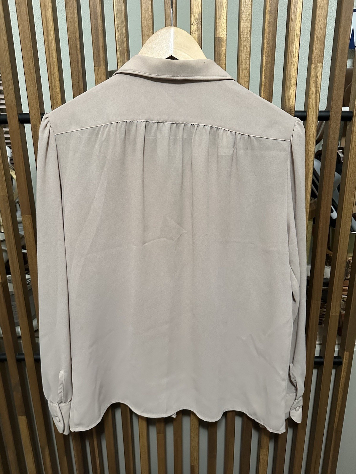 Vintage Josephine Pleated Front Peter Pan Collar Blouse Blush Nude