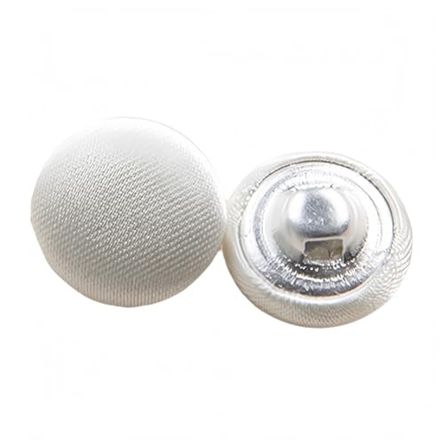 10 Pcs Satin Covered Metal Shank Buttons Cloth Buttons for Wedding 10mm Beige 1