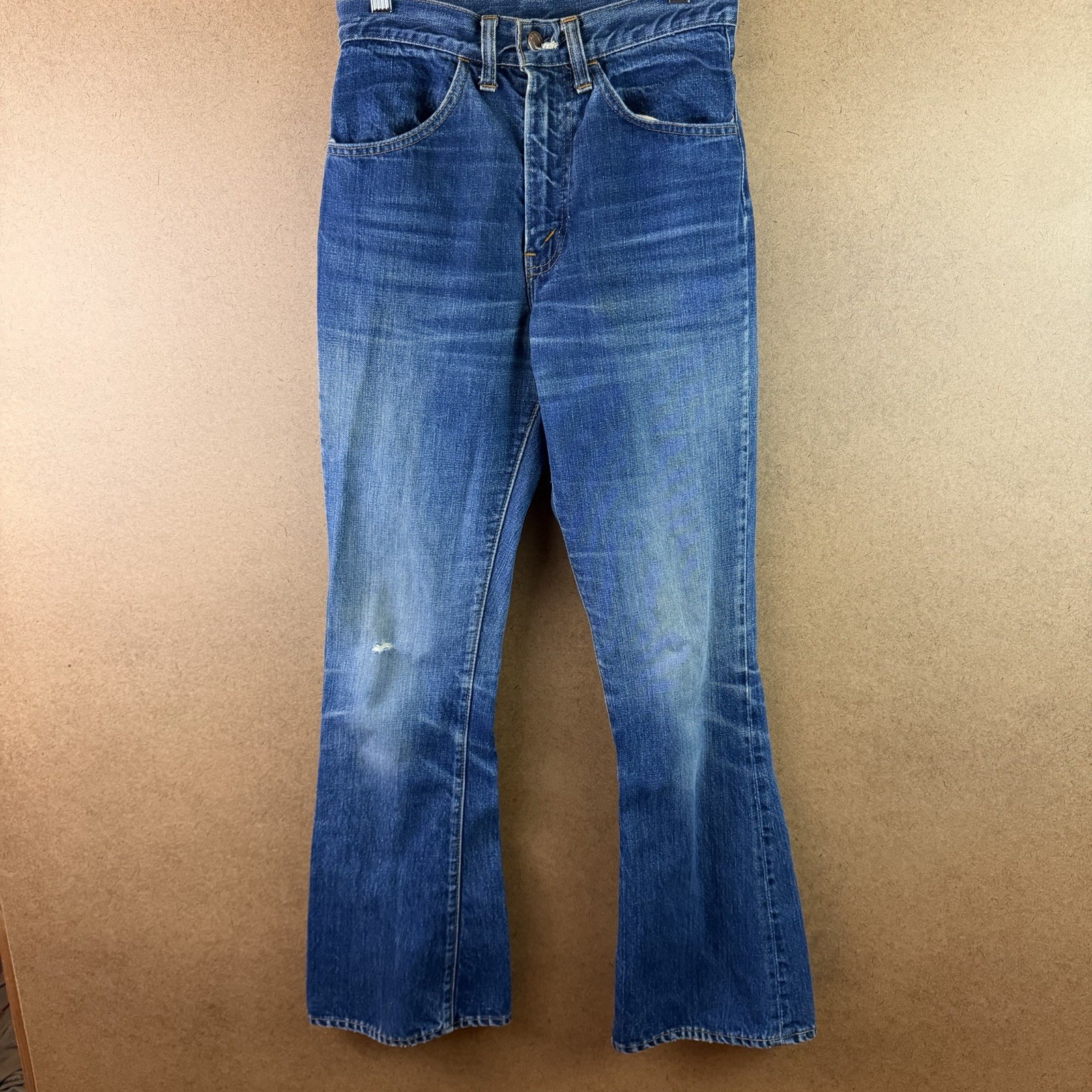 VTG 70s Distressed Faded Levi’s 646 Flare Bell Bottom Jeans 27×28 USA Orange Tab