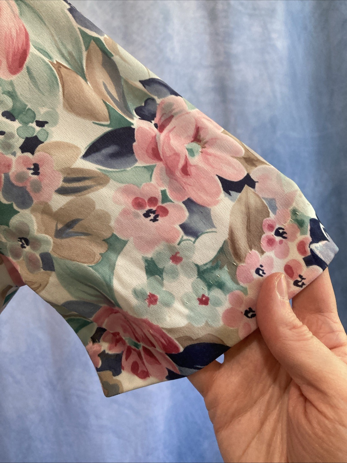 Vtg BLAIR Floral Shirtdress Pastel Pink Blue Midi Dress 80s Does 70s Style XS