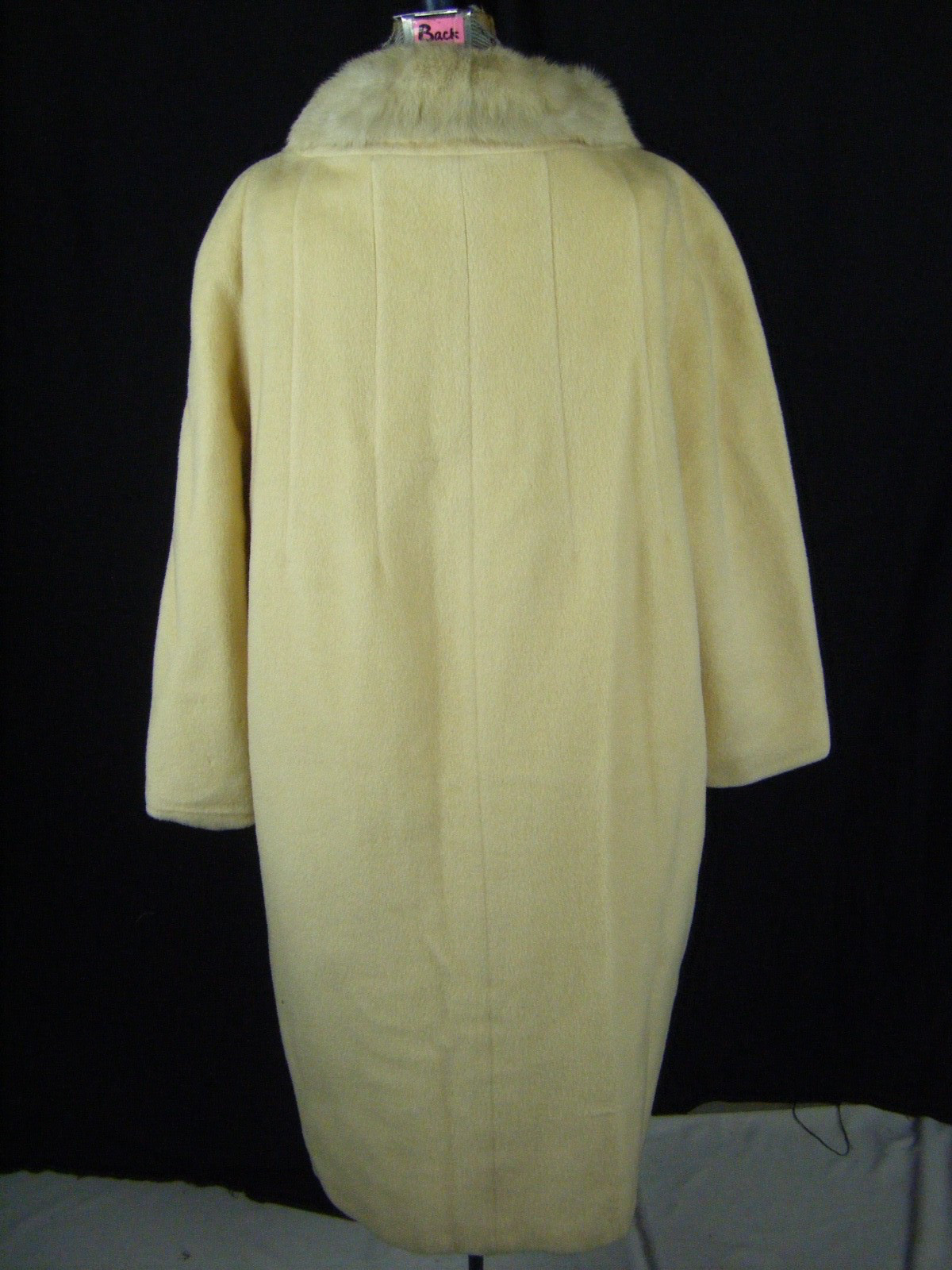 FORSTMANN Vtg 60-70s Ivory Cashmere Wool Coat w/Mink Collar-Bust 47/L