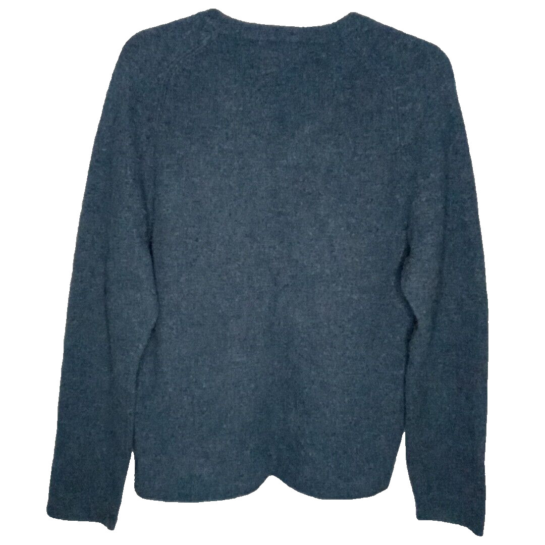 Vintage J Crew Sweater 100% Lambs Wool Womens Sz M Blue V-Neck Pullover Warm