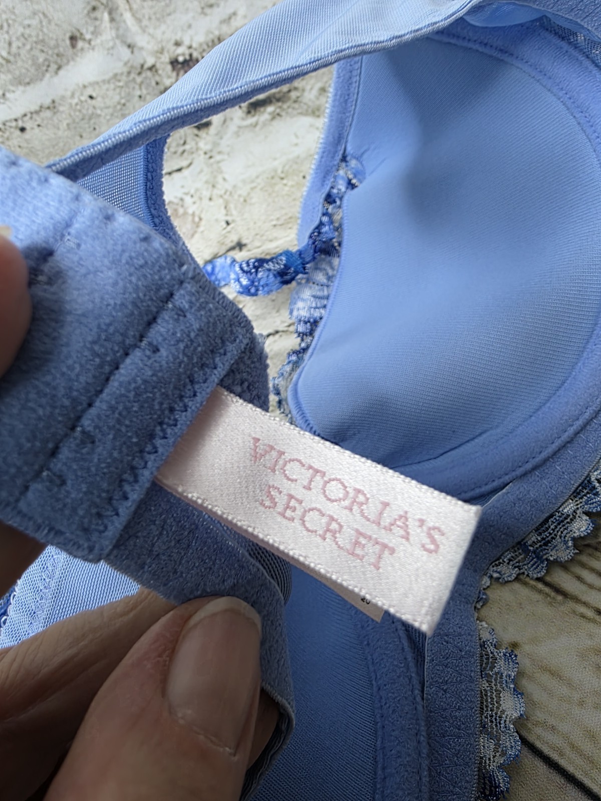 Victoria’s Secret VINTAGE 90s-00s Blue Lace Brief Bra 36D Underwire Lightly Pad